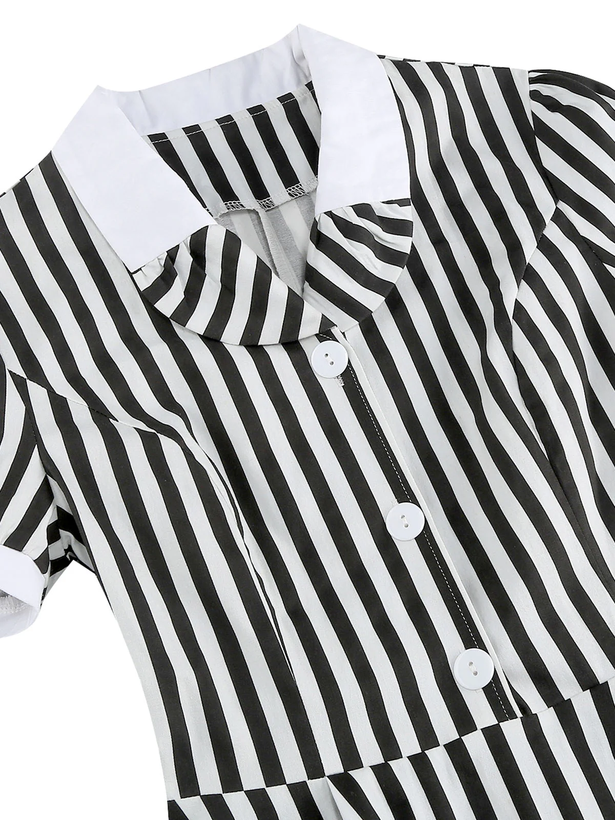 1950s Peter Pan Collar Black & White Stripes Dress - Image 5
