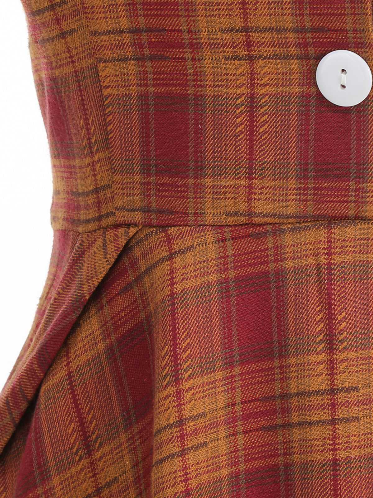 1950s Peter Pan Collar Plaid Swing Dress - Image 5