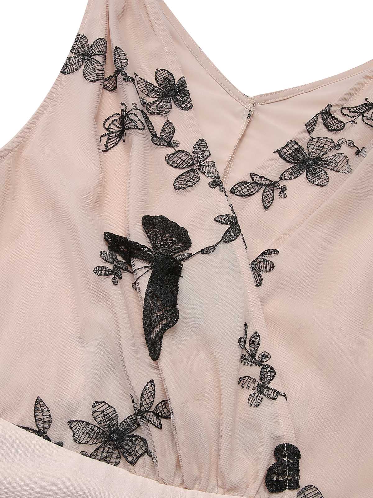 1950s Pink Butterfly Sleeveless Dress With Belt - Image 5