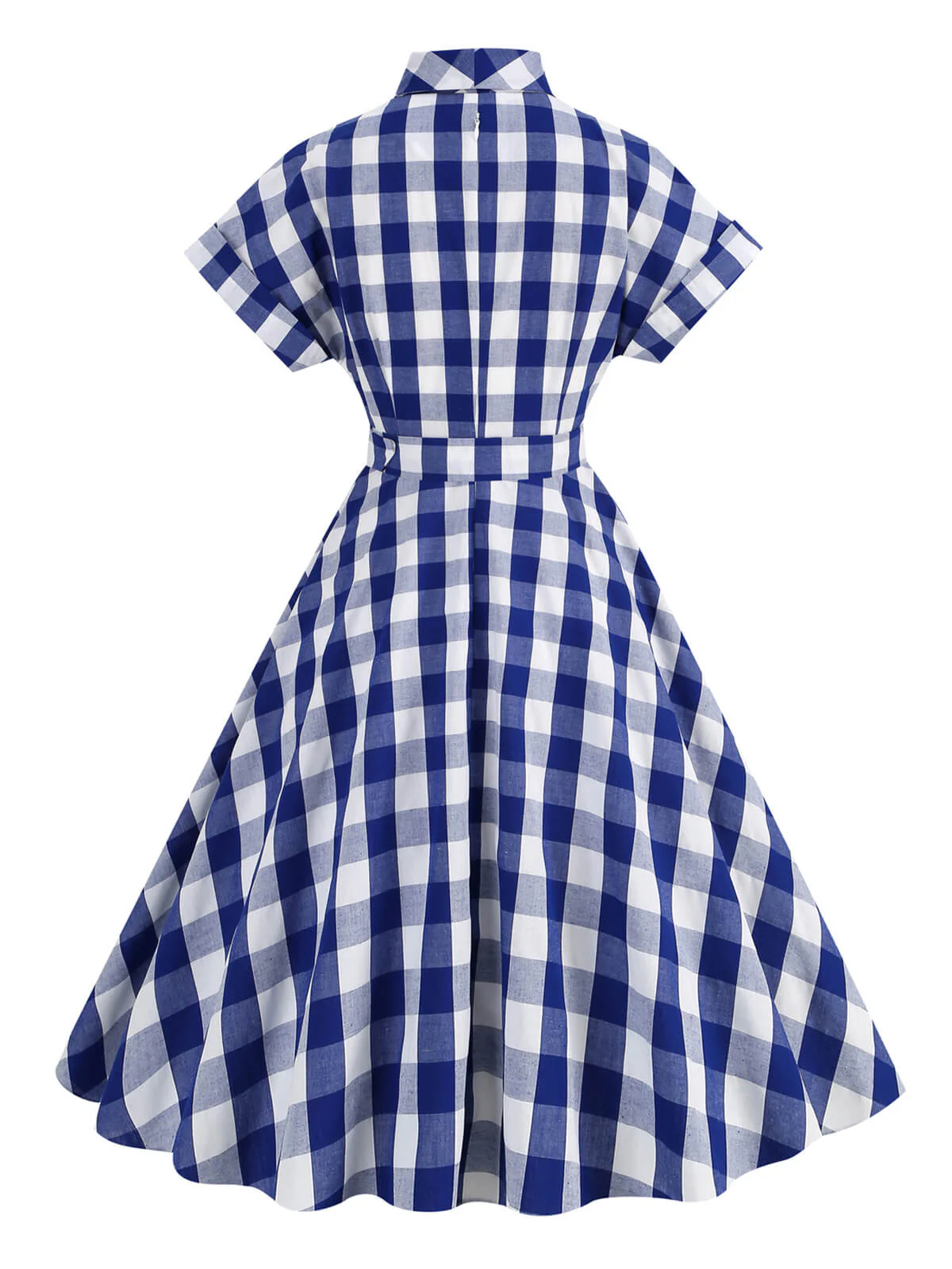 1950s Plaid Bow Lapel Swing Dress - Image 9