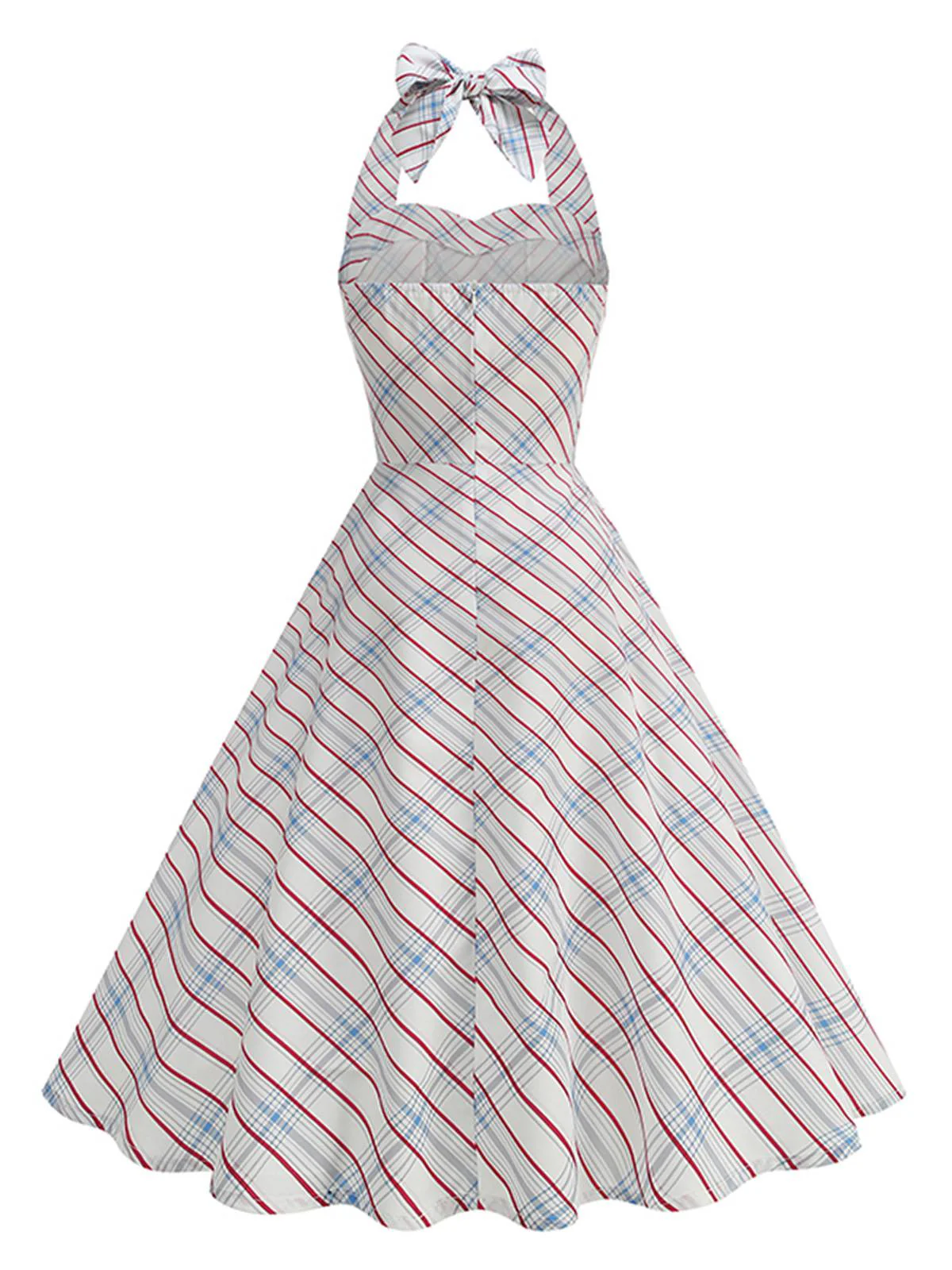 1950s Plaid Halter Sweetheart Neck Dress - Image 6