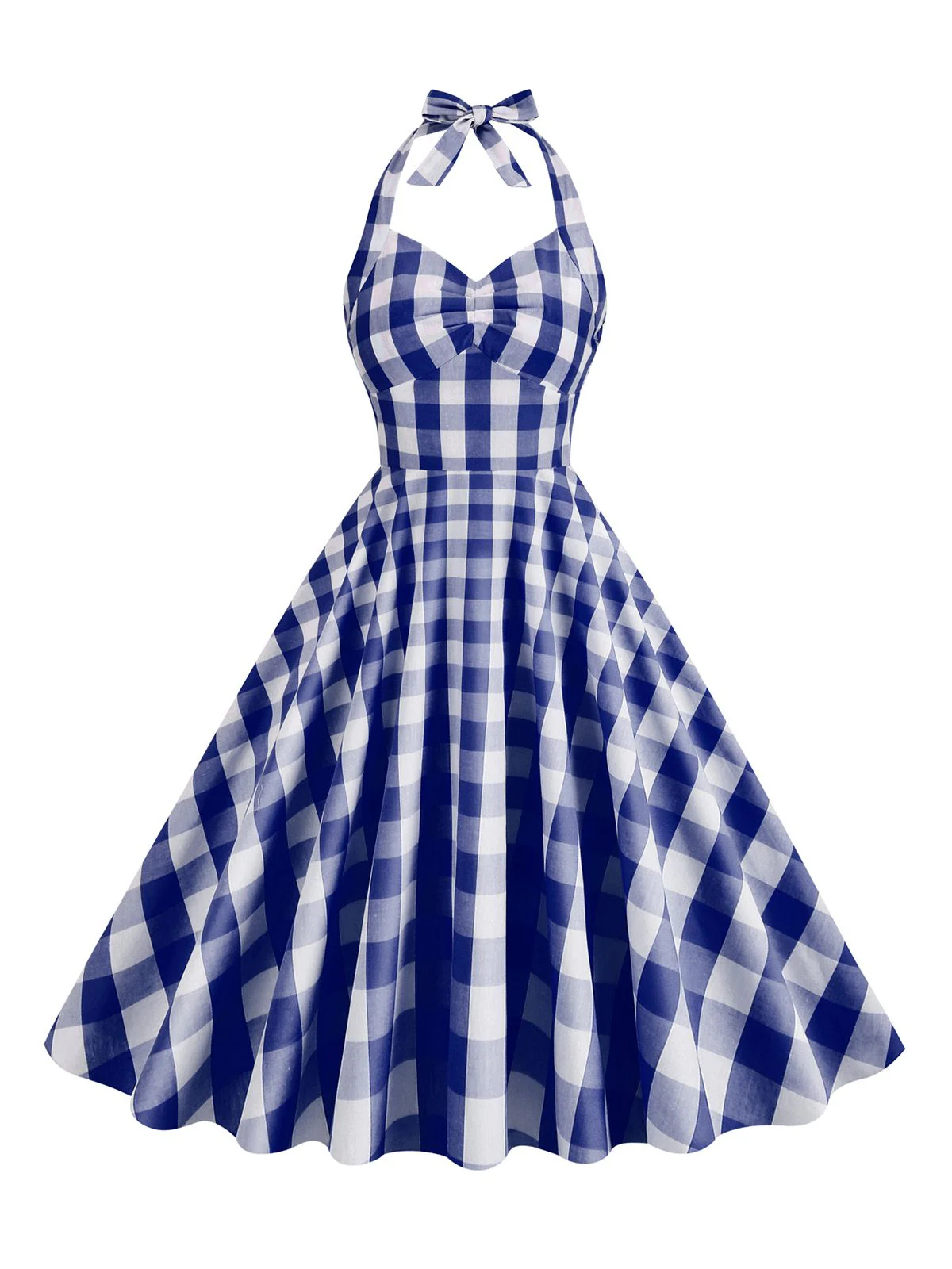 1950s Plaid Halter Swing Dress - Image 8