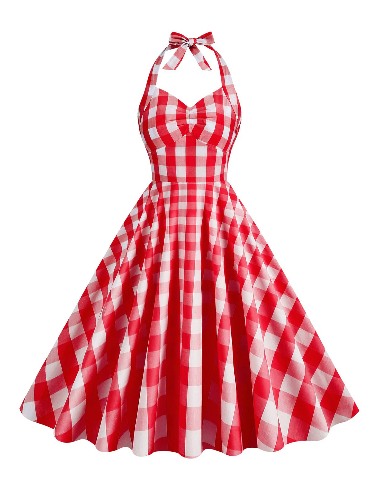 1950s Plaid Halter Swing Dress - Image 10