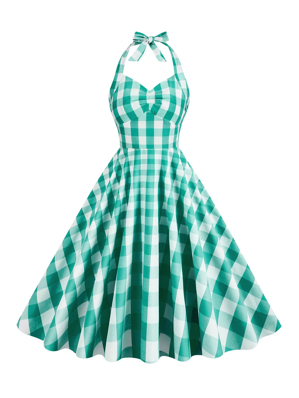 1950s Plaid Halter Swing Dress - Image 8