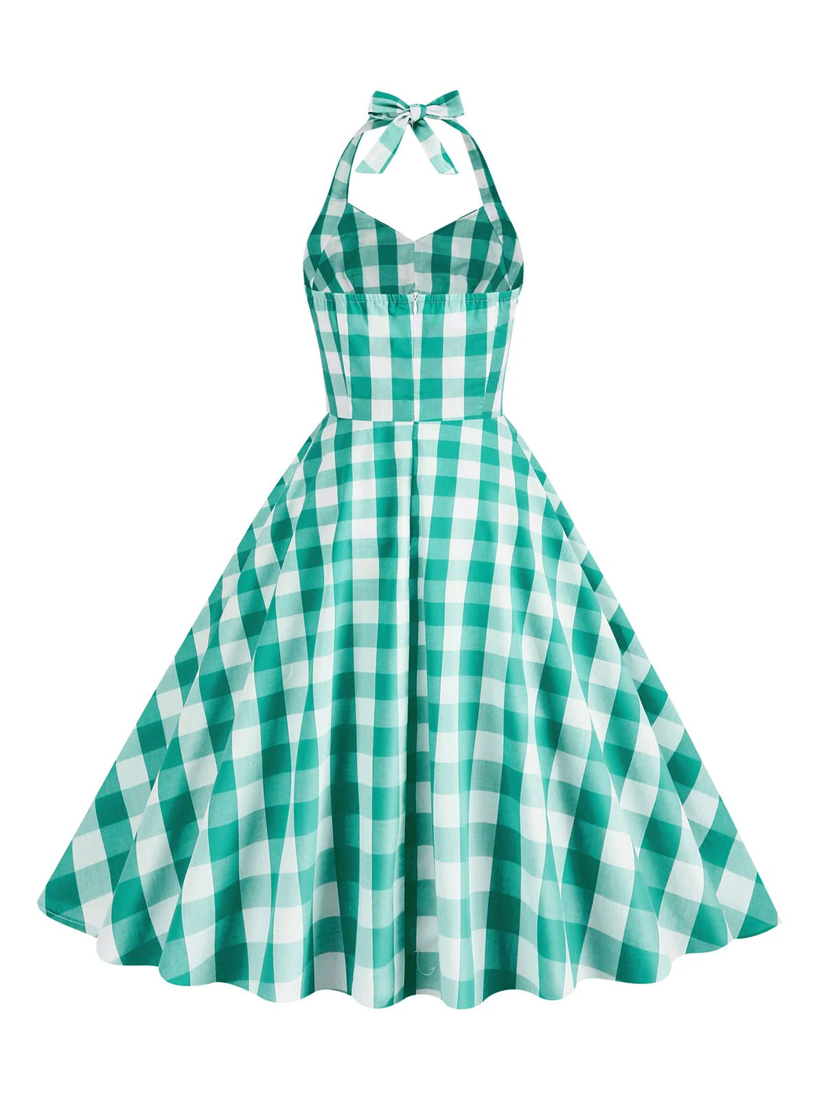 1950s Plaid Halter Swing Dress - Image 9