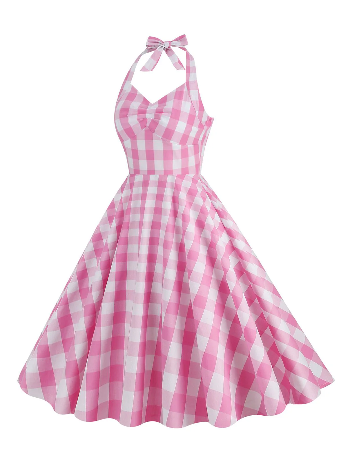 1950s Plaid Halter Swing Dress - Image 2