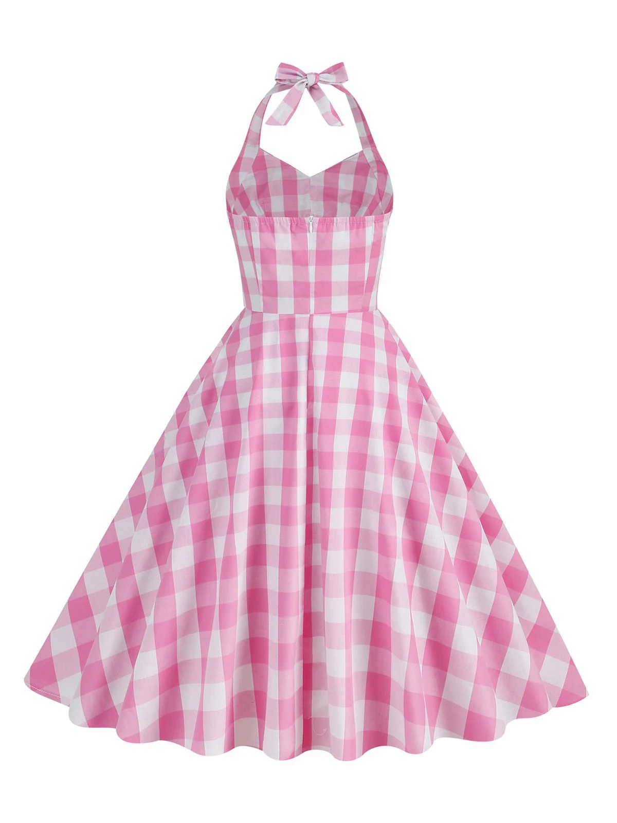 1950s Plaid Halter Swing Dress - Image 3