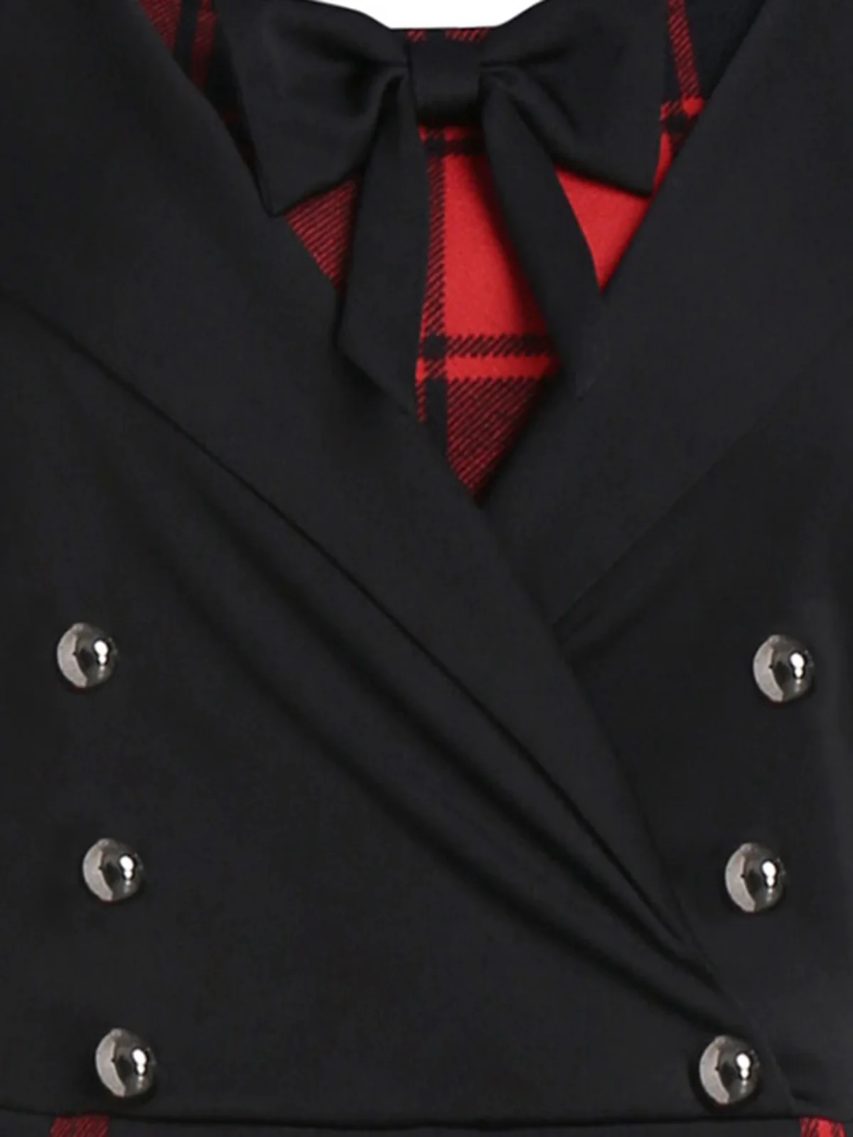 1950s Plaid Patchwork Gothic Pleated Dress - Image 3