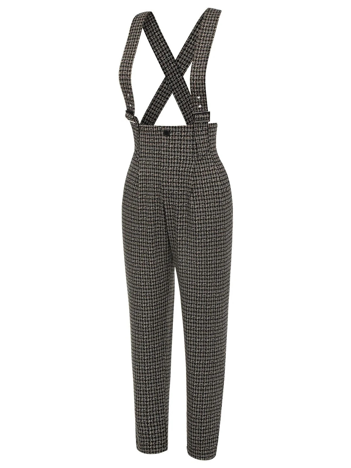 1950s Plaid Pencil Suspender Pants - Image 3