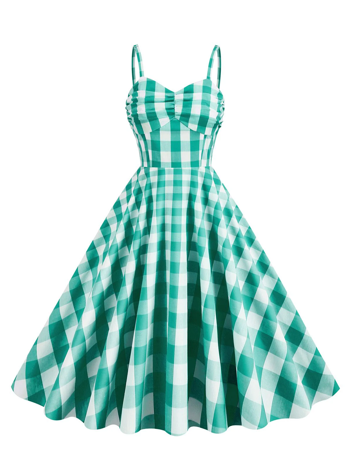 1950s Plaid Strap Swing Dress - Image 10