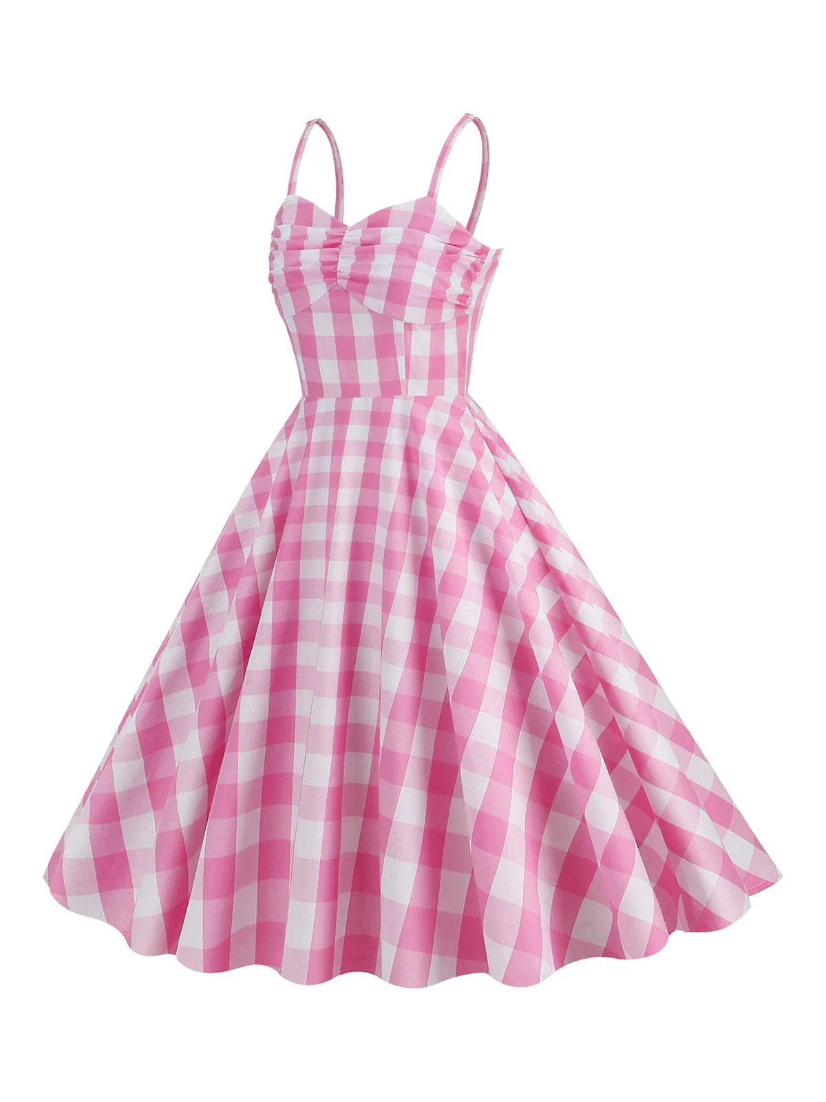 1950s Plaid Strap Swing Dress - Image 5