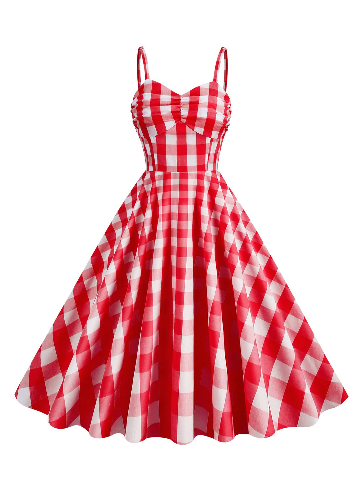 1950s Plaid Strap Swing Dress - Image 8