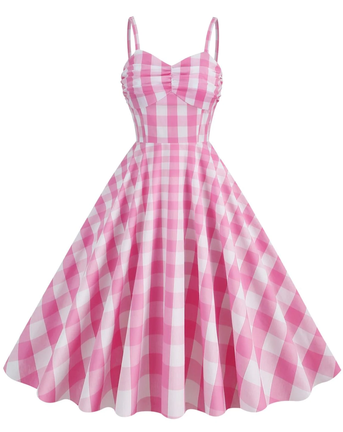 1950s Plaid Strap Swing Dress - Image 2