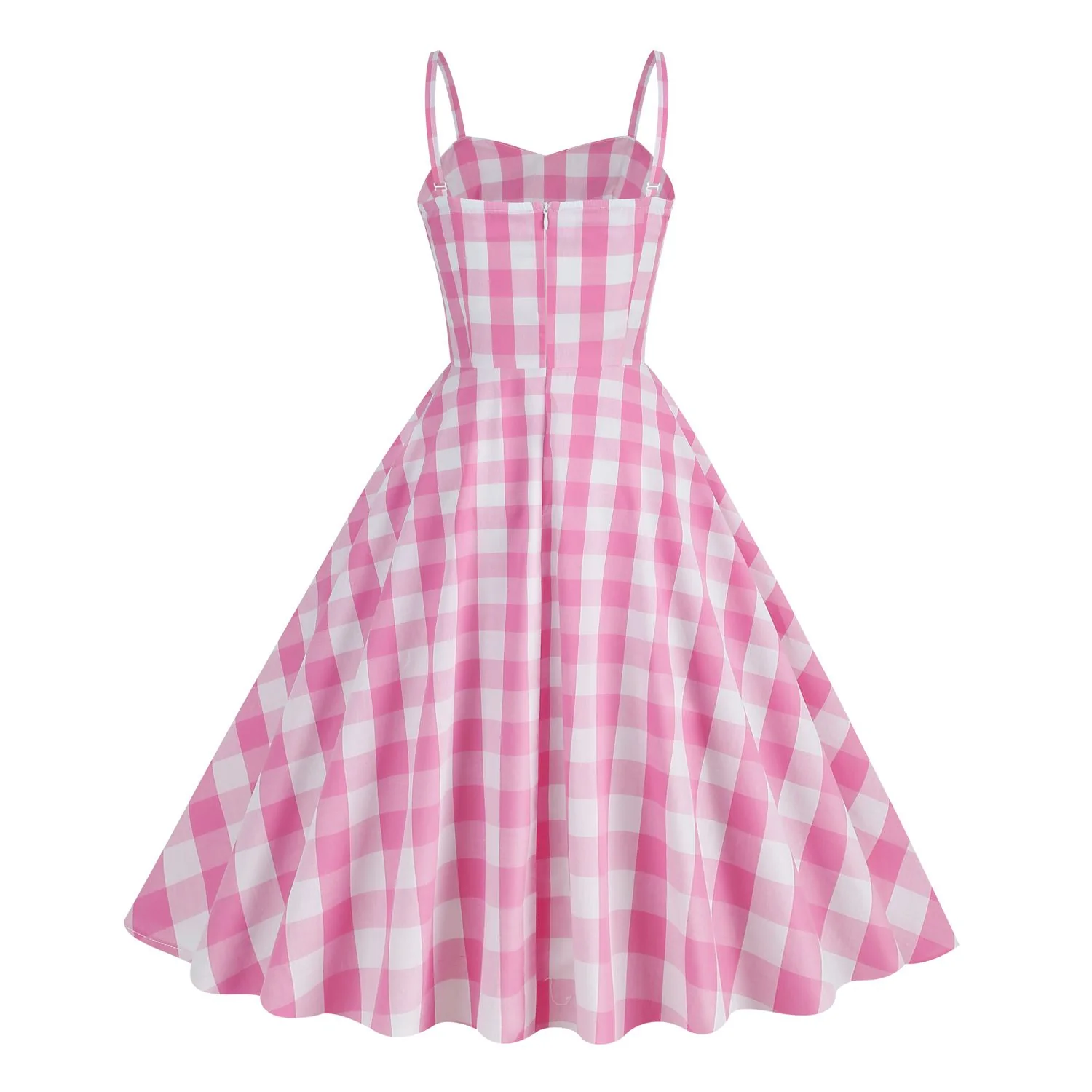 1950s Plaid Strap Cotton Swing Dress - Image 4