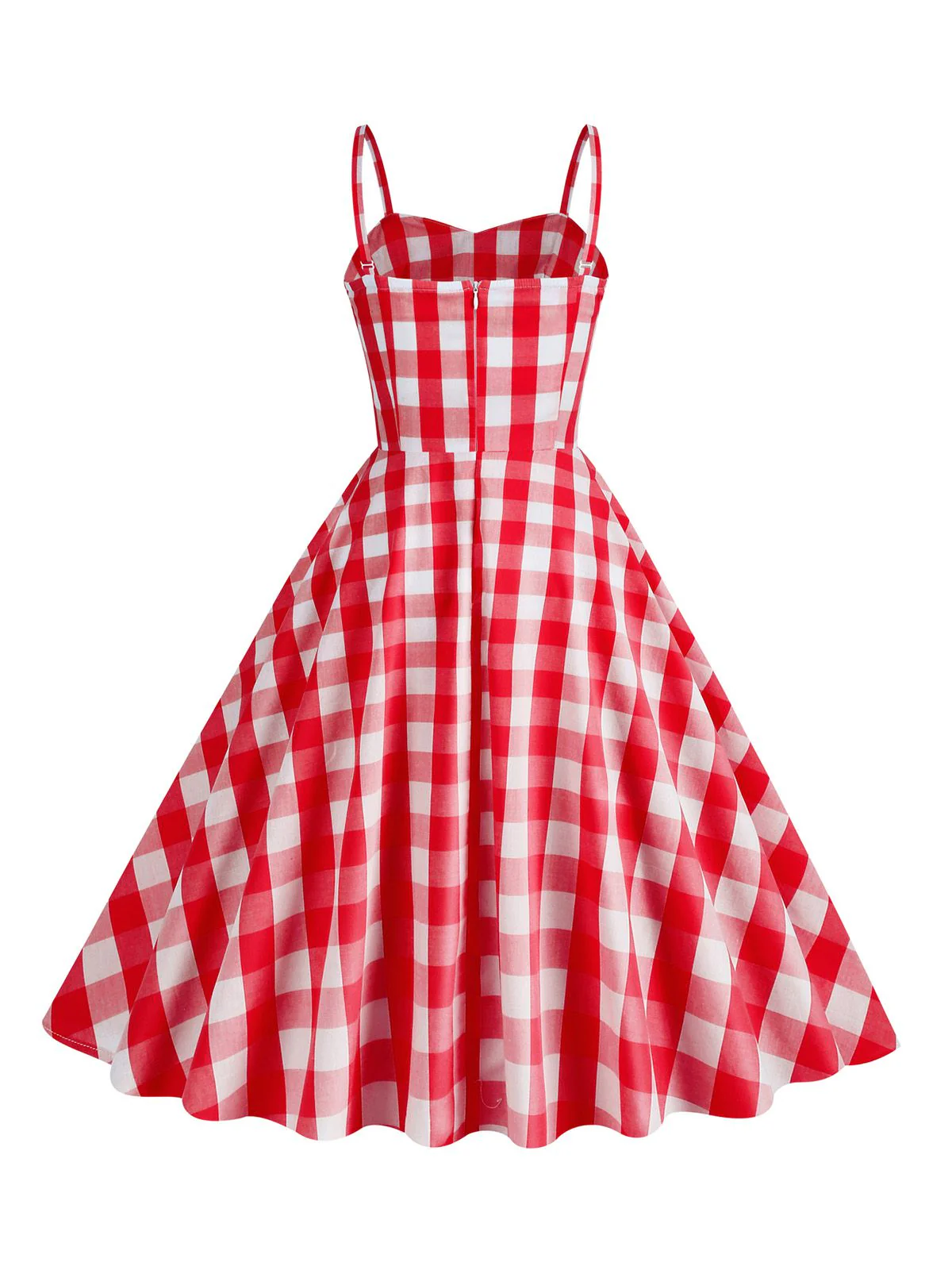 1950s Plaid Strap Cotton Swing Dress - Image 7