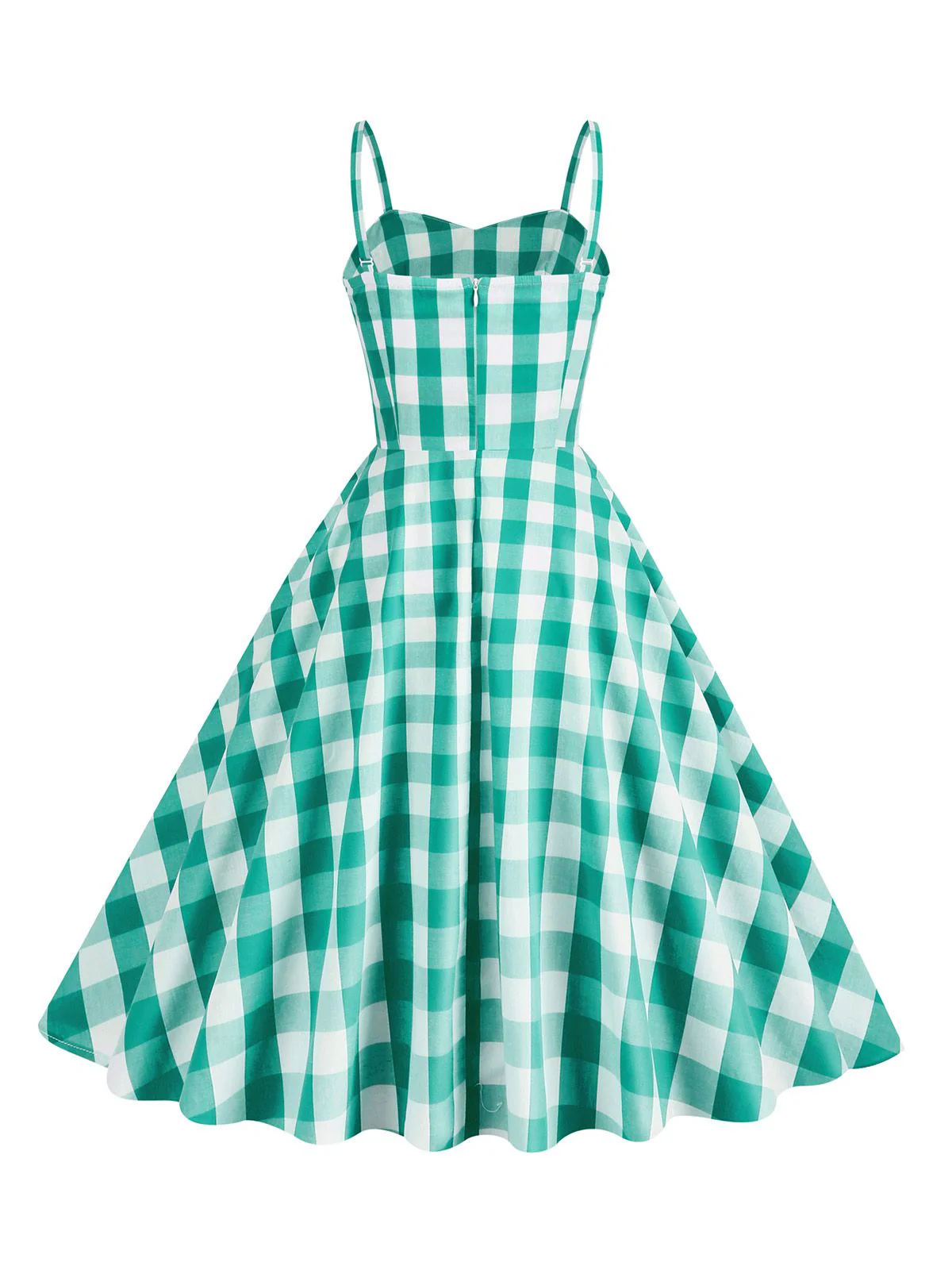1950s Plaid Strap Cotton Swing Dress - Image 9