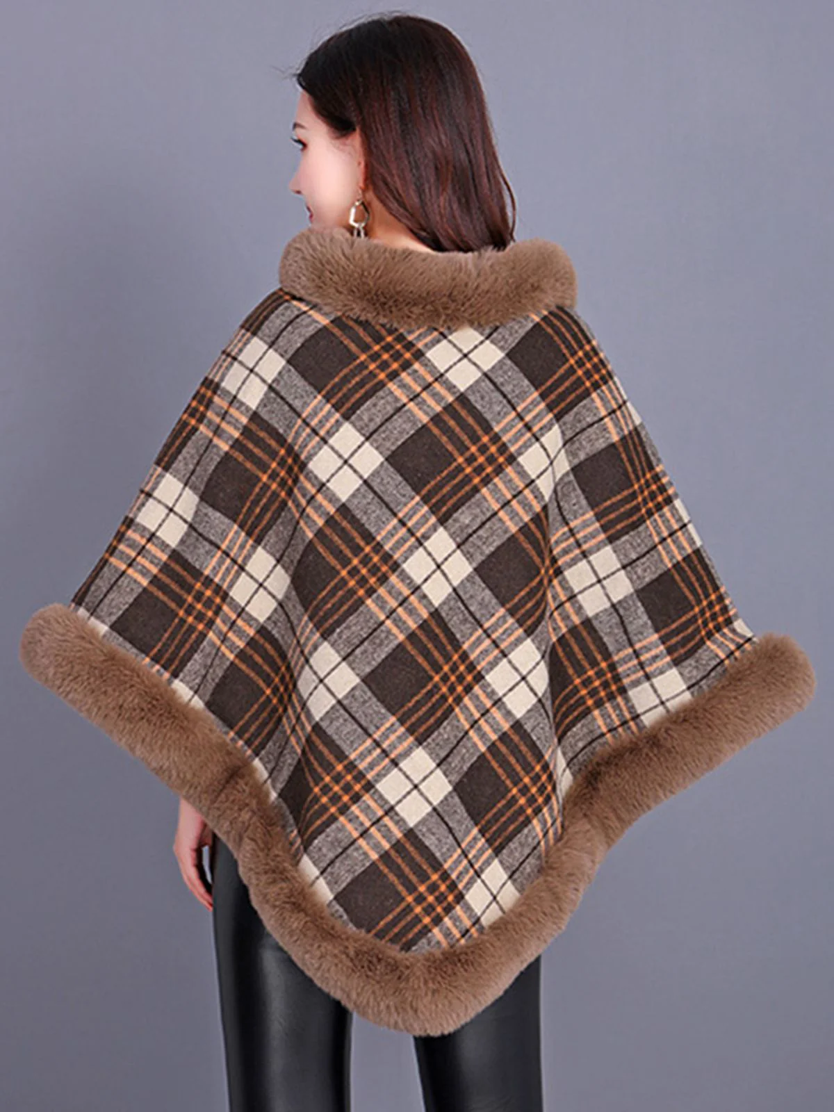1950s Plaid Velvet Rex Rabbit Fur Shawl - Image 10