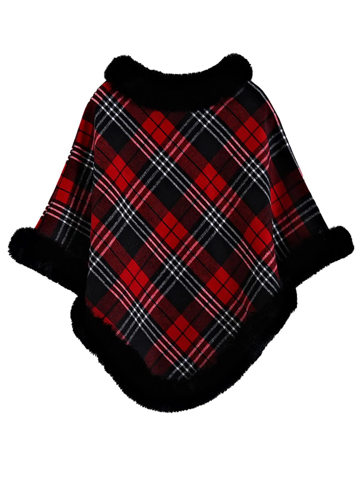1950s Plaid Velvet Rex Rabbit Fur Shawl - Image 3