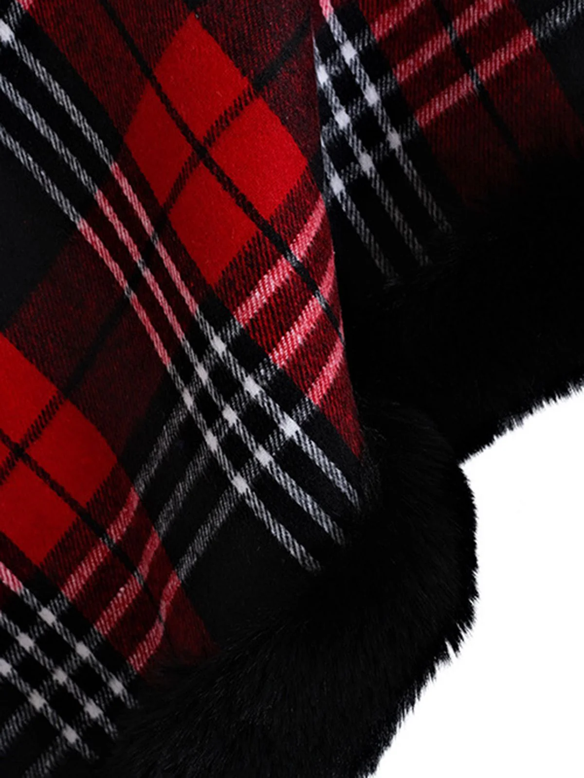 1950s Plaid Velvet Rex Rabbit Fur Shawl - Image 4