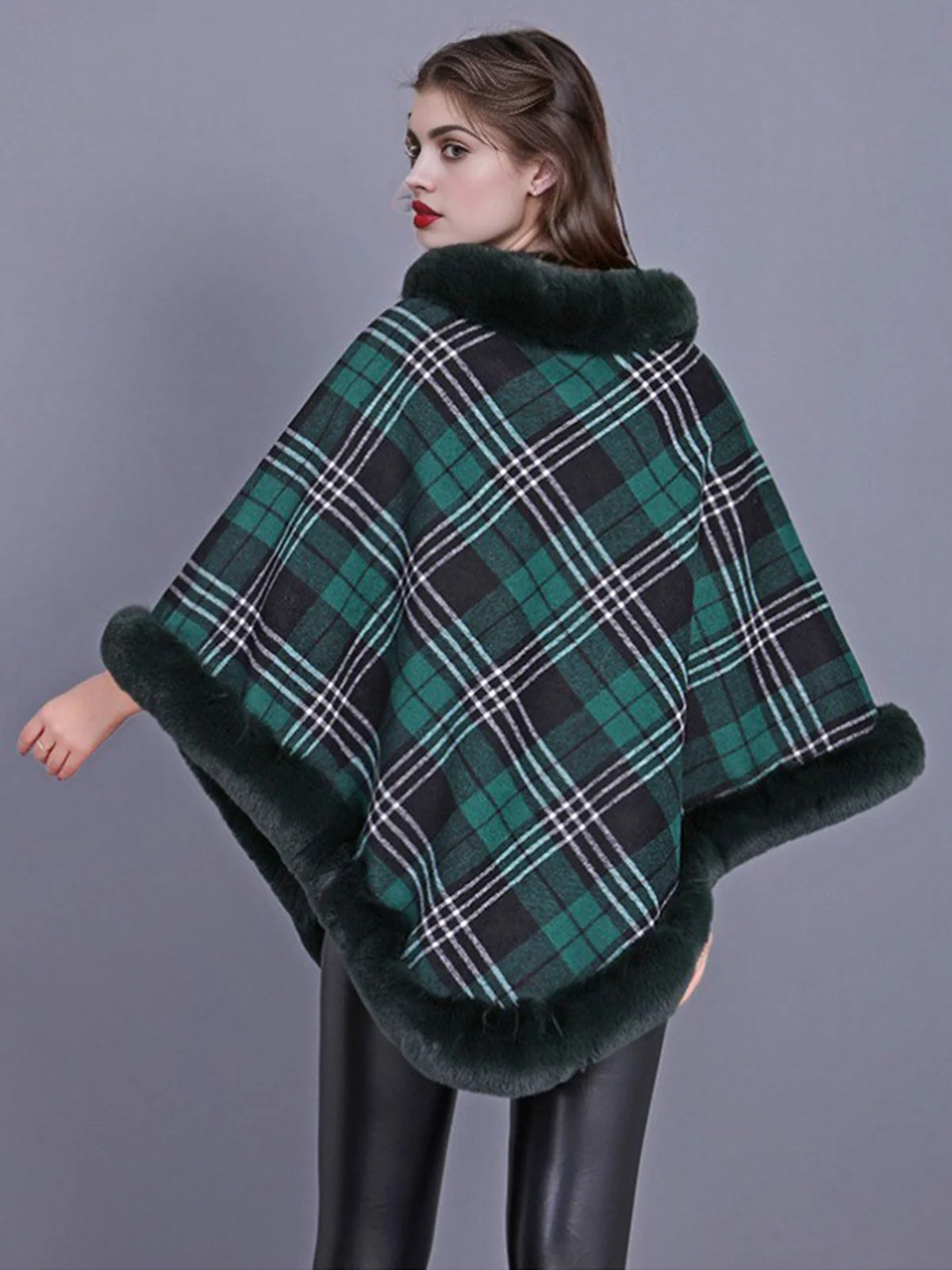 1950s Plaid Velvet Rex Rabbit Fur Shawl - Image 6
