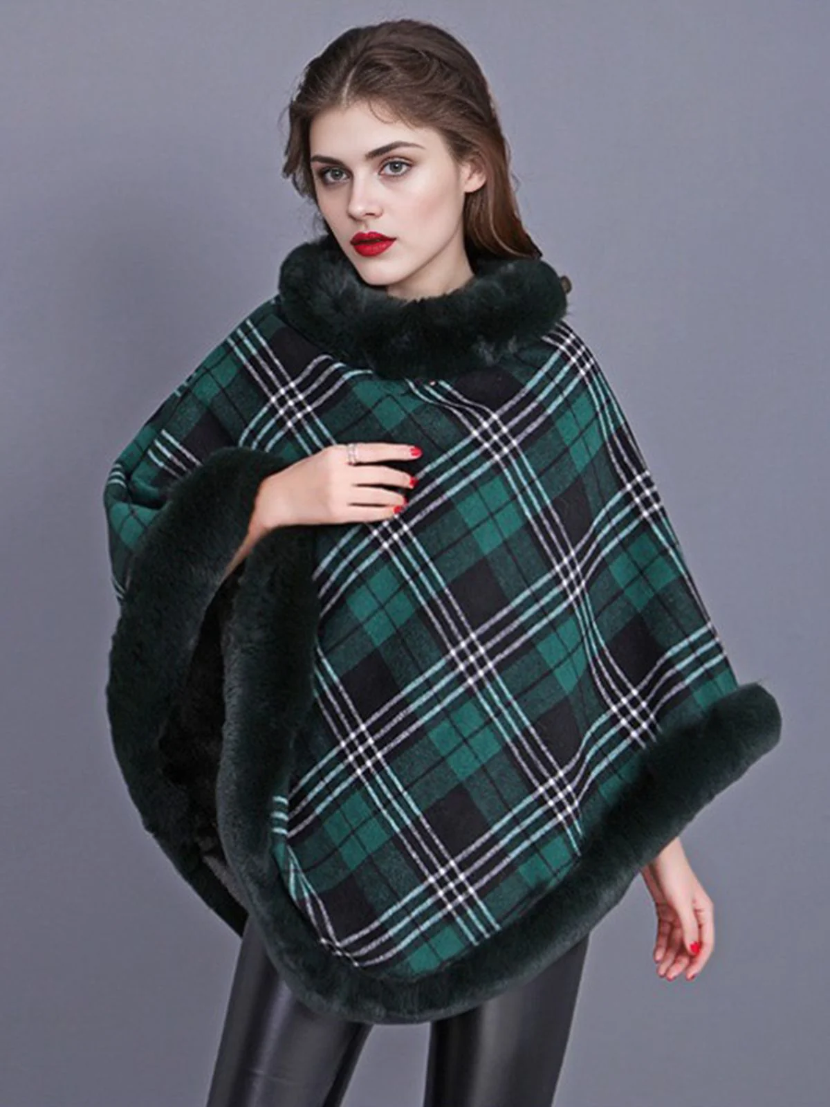 1950s Plaid Velvet Rex Rabbit Fur Shawl - Image 7