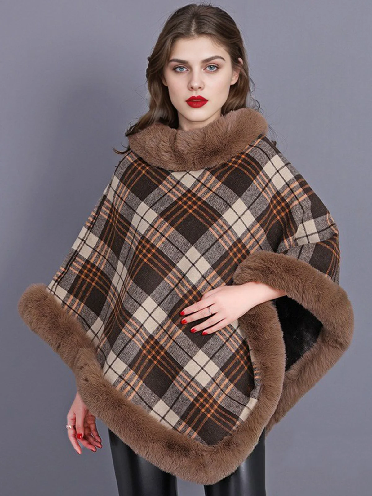 1950s Plaid Velvet Rex Rabbit Fur Shawl - Image 8