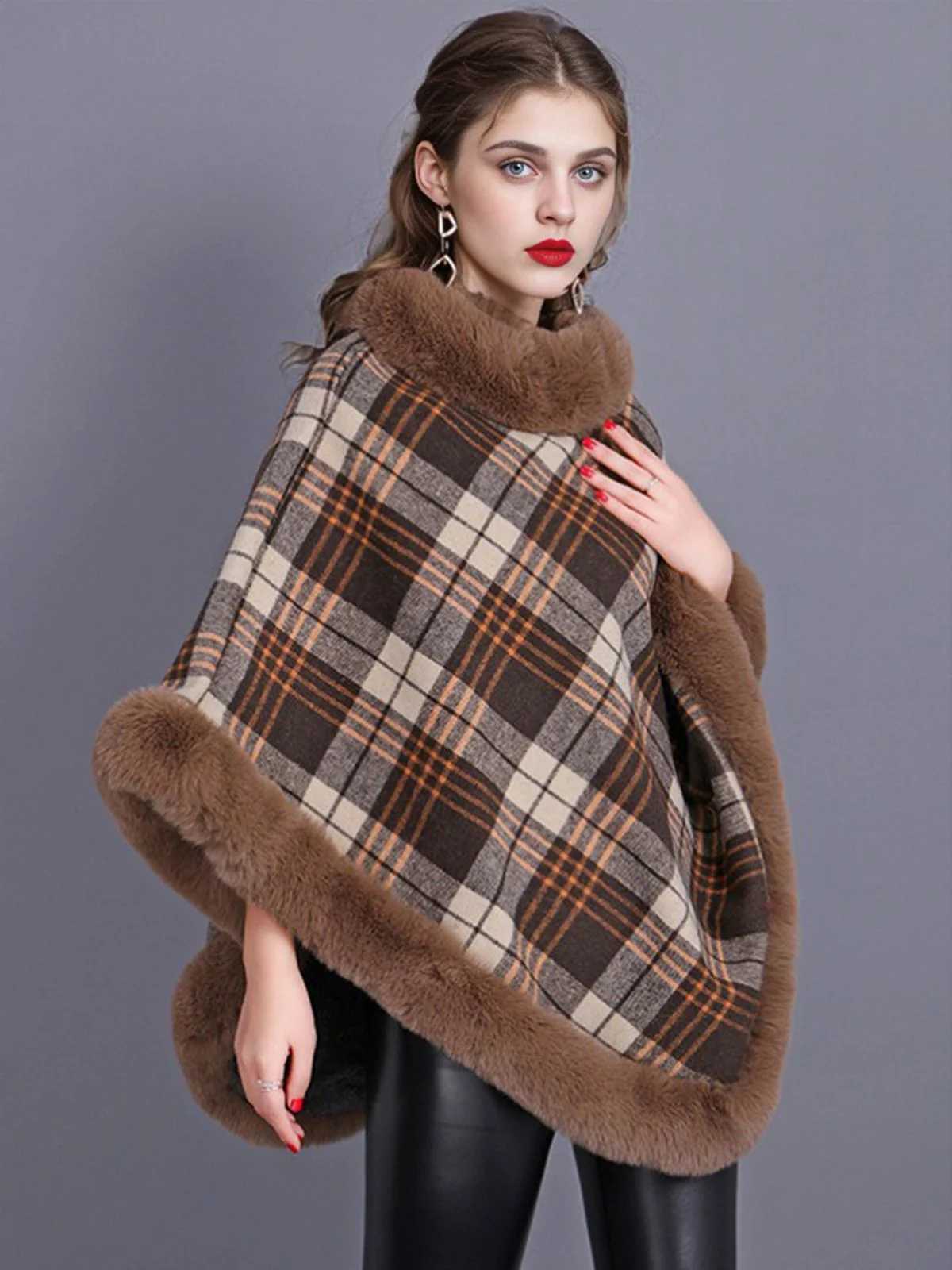 1950s Plaid Velvet Rex Rabbit Fur Shawl - Image 9