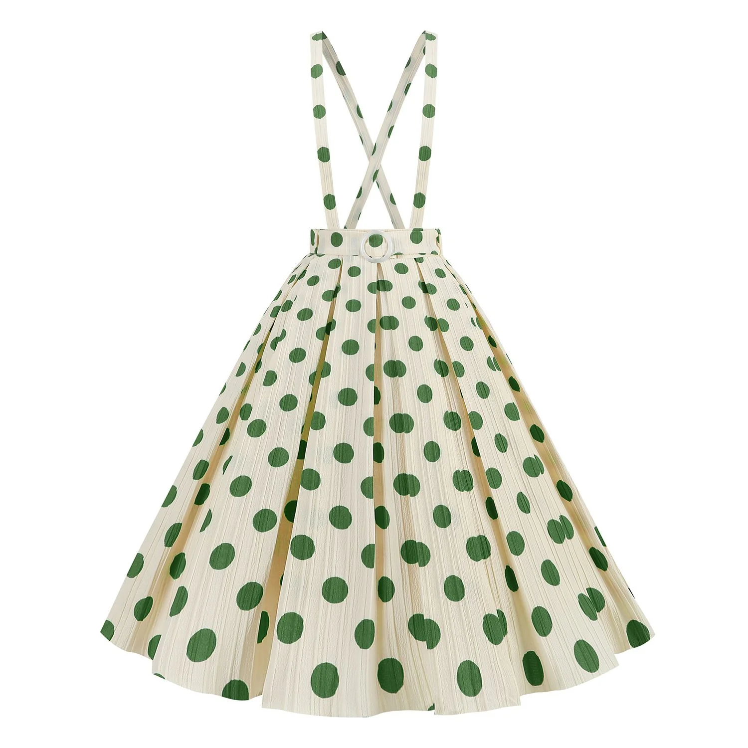 1950s Polka Dot Belt Suspender Swing Skirt - Image 5