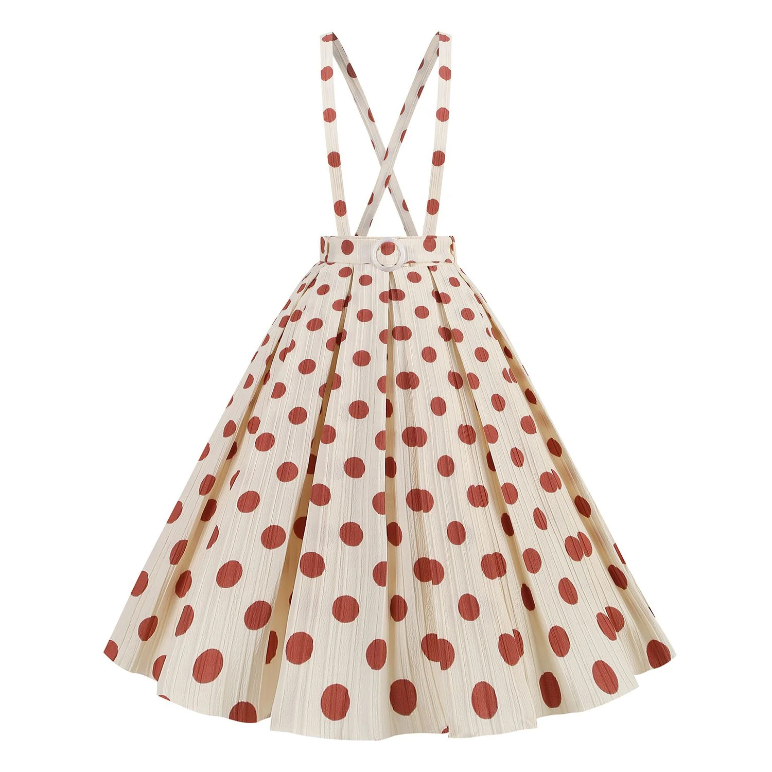 1950s Polka Dot Belt Suspender Swing Skirt - Image 8