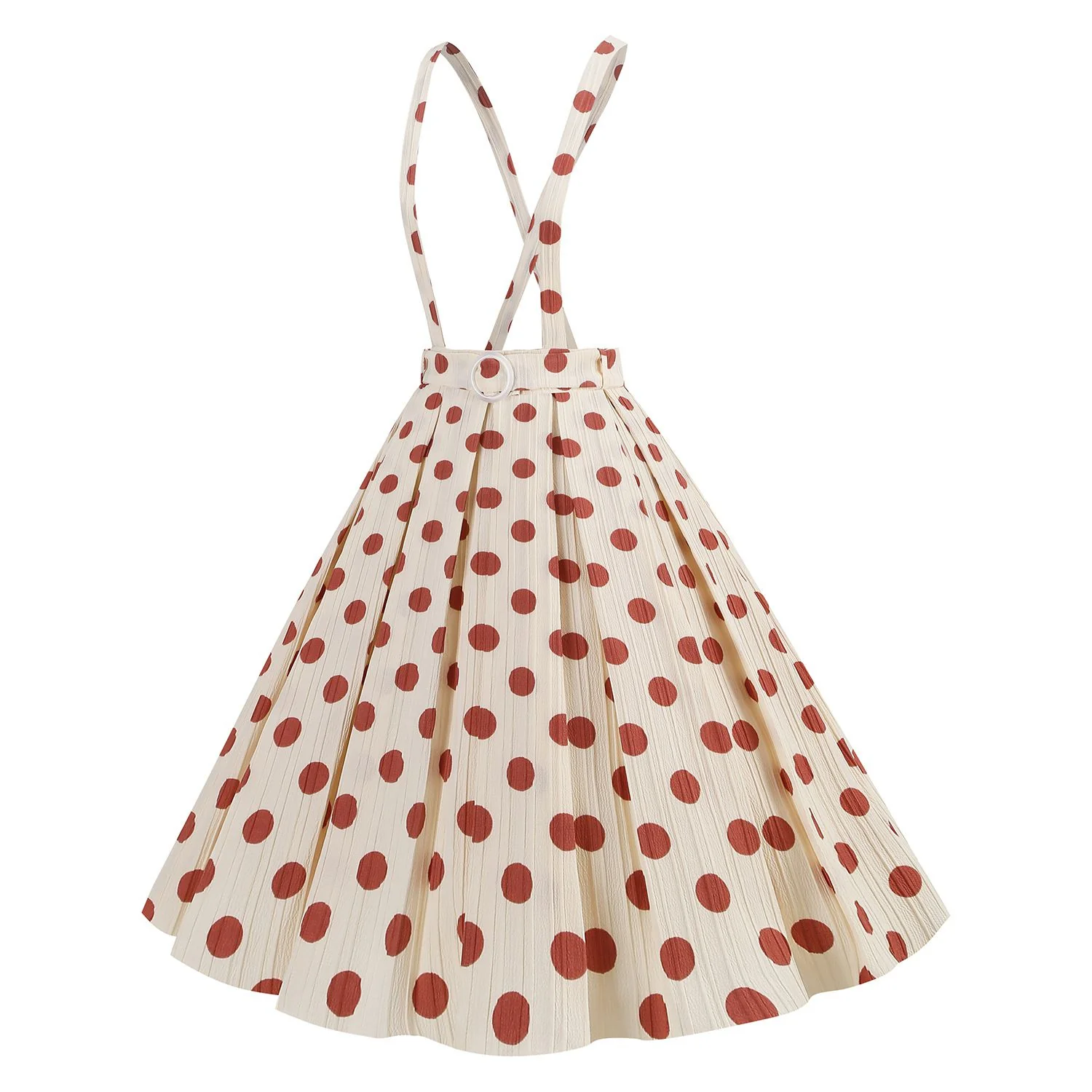 1950s Polka Dot Belt Suspender Swing Skirt - Image 9
