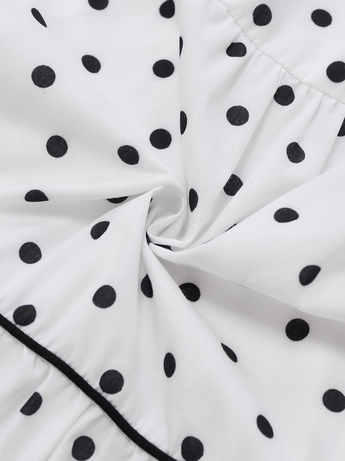 1950s Polka Dot Belted Sleeveless Shirt Dress - Image 4
