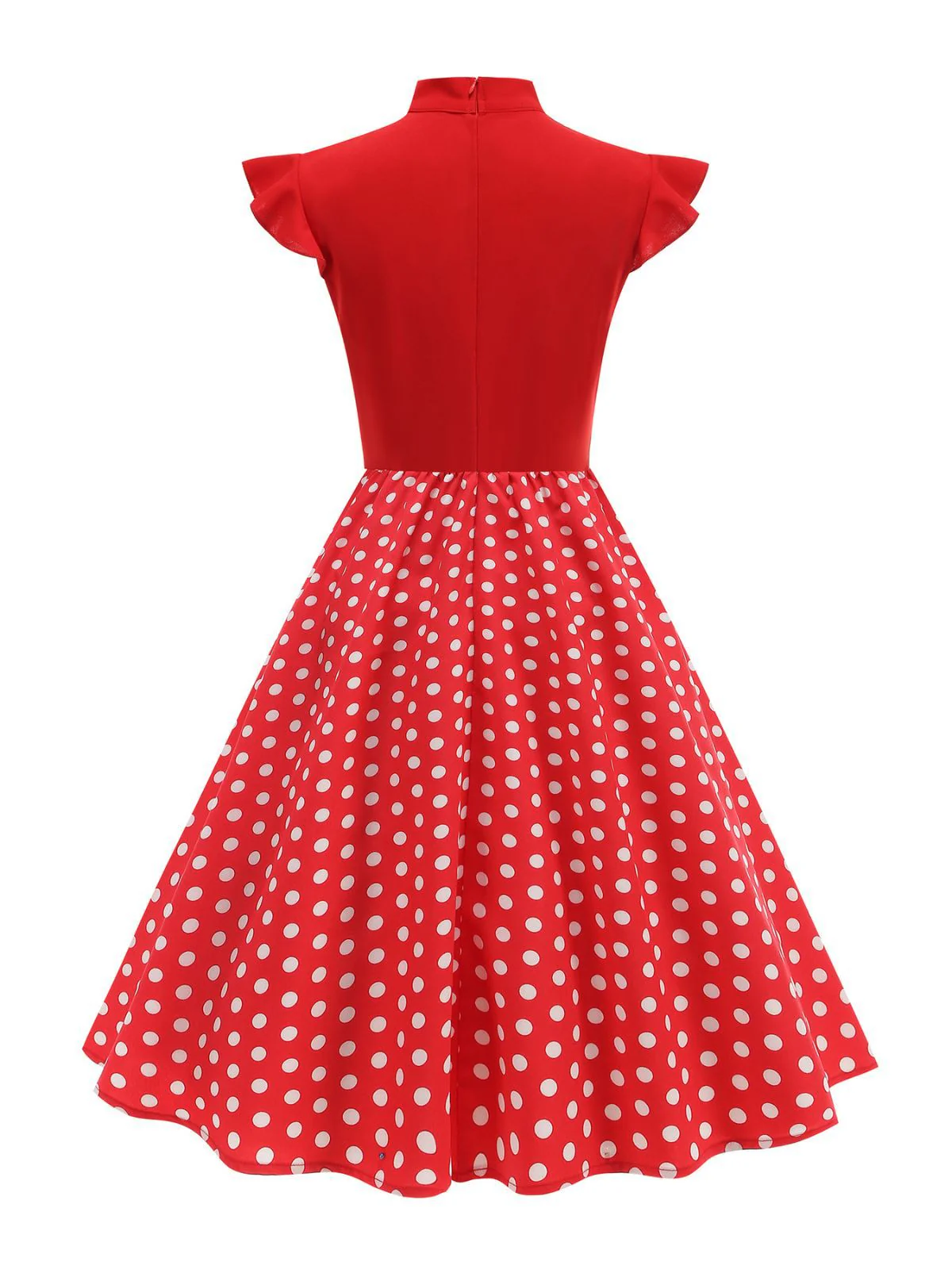 1950s Polka Dot Bow Swing Dress - Image 4
