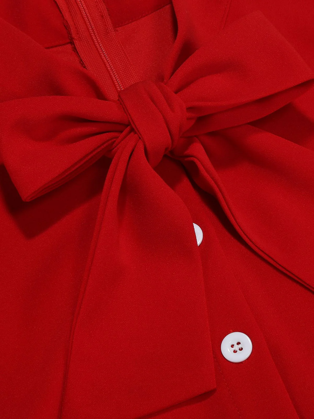 1950s Polka Dot Bow Swing Dress - Image 6