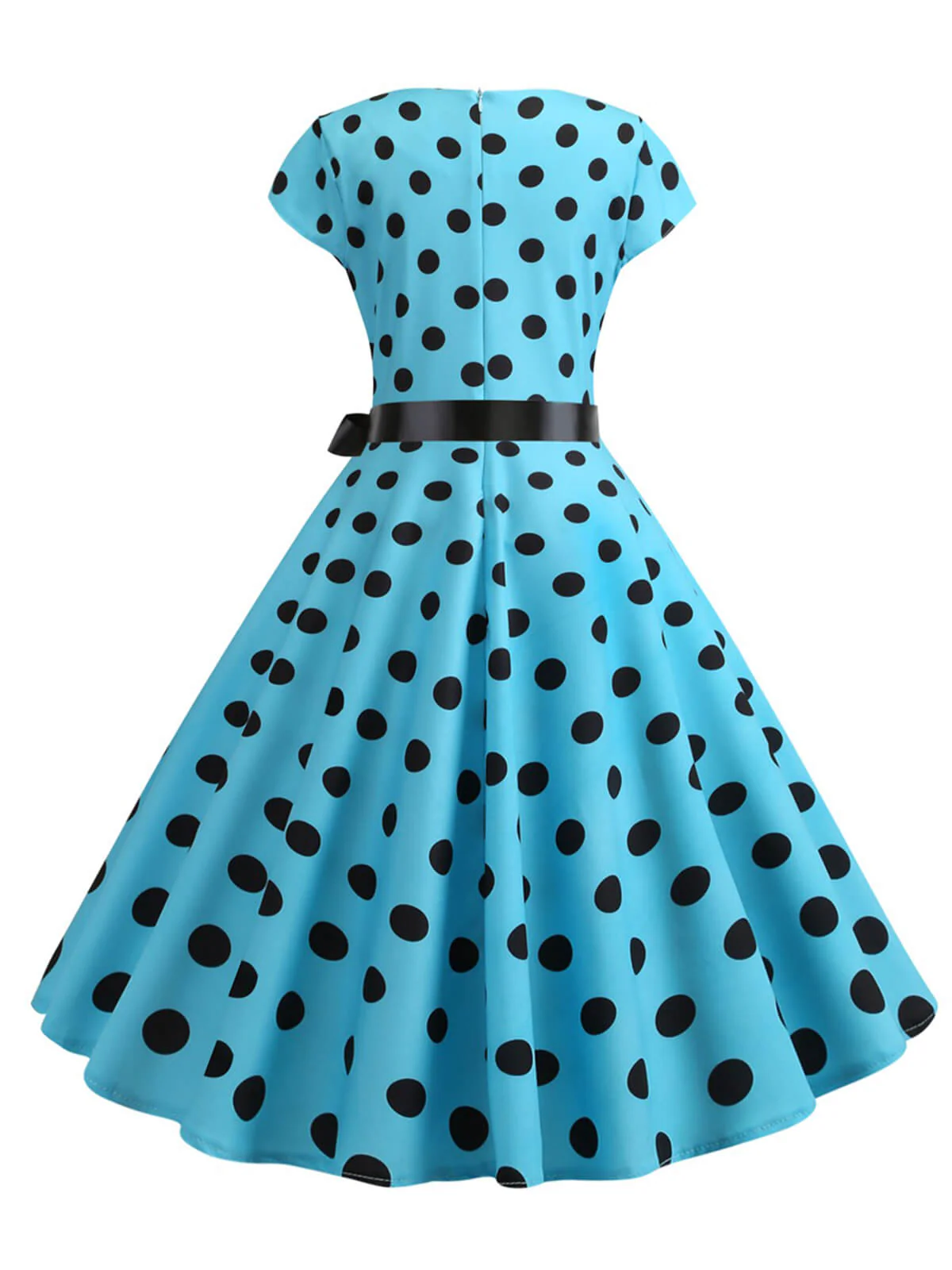 1950s Polka Dot Cap Sleeved Dress - Image 10
