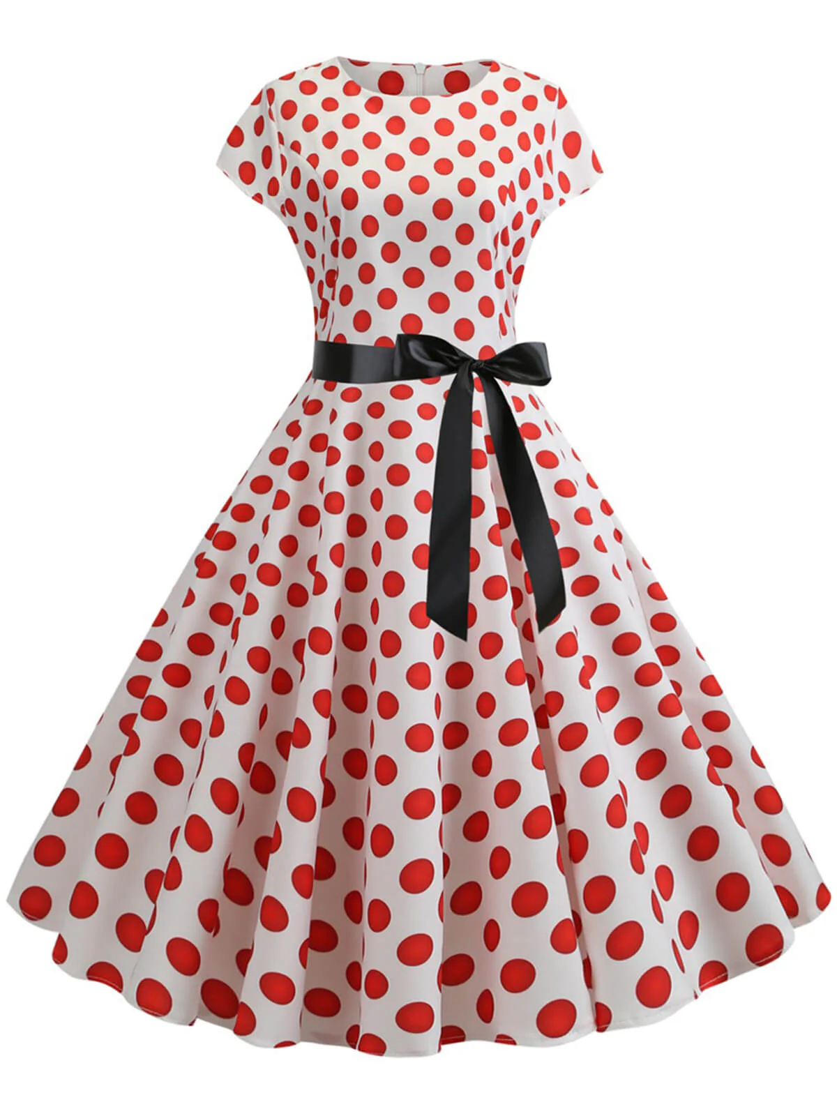 1950s Polka Dot Cap Sleeved Dress - Image 13