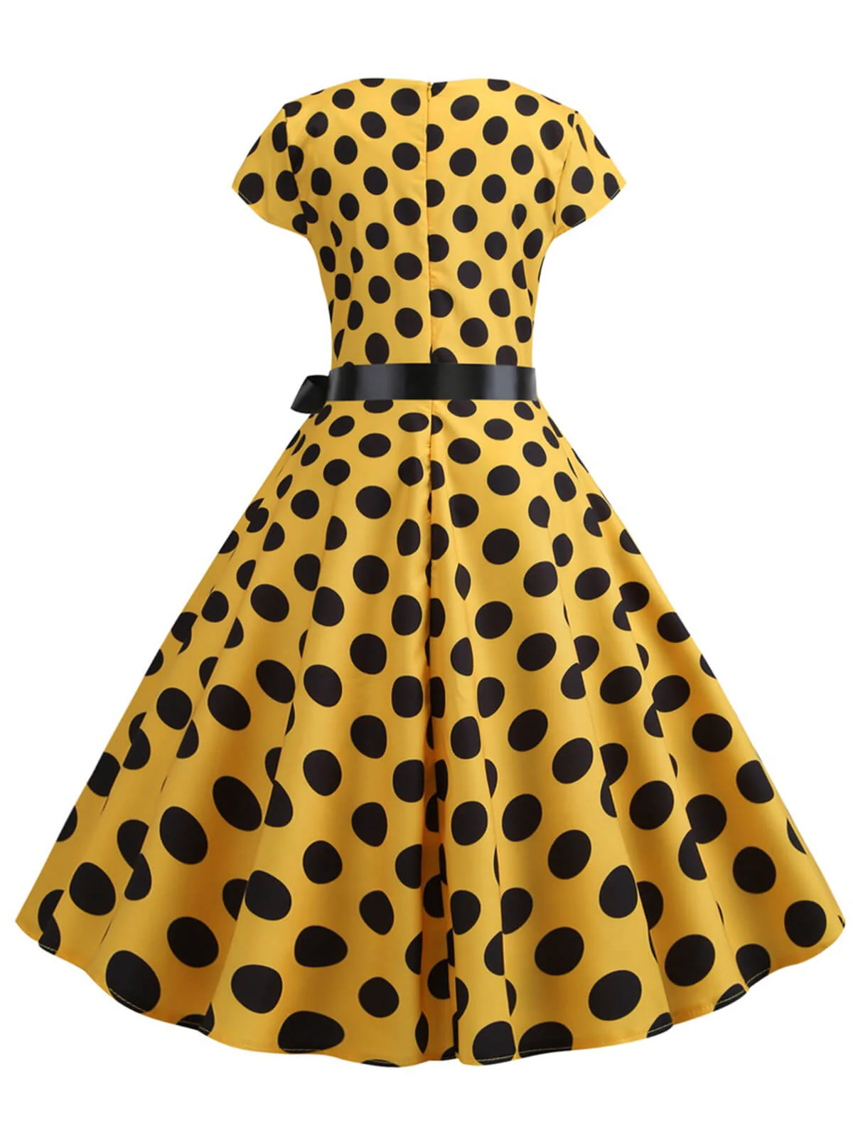 1950s Polka Dot Cap Sleeved Dress - Image 4
