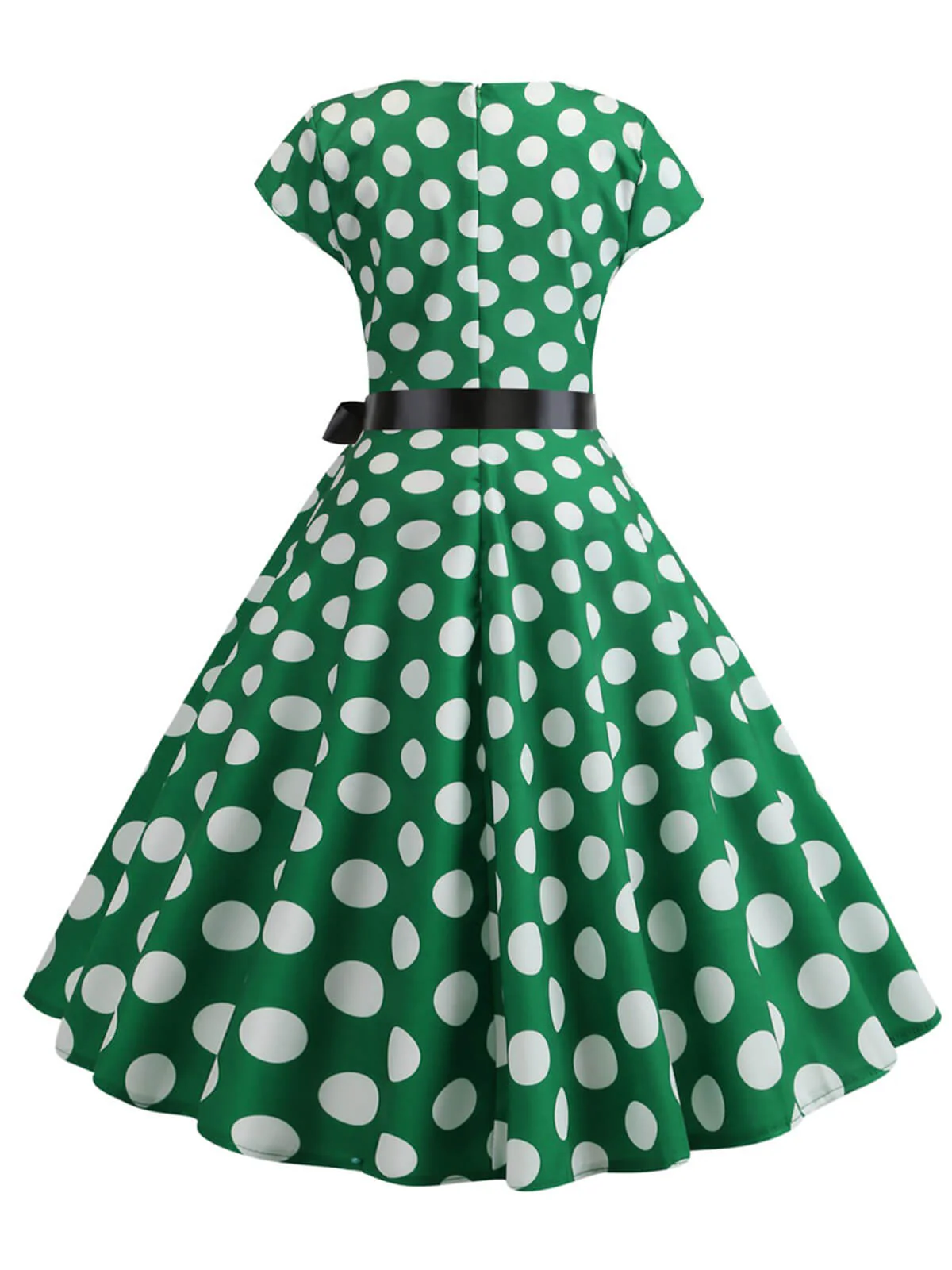 1950s Polka Dot Cap Sleeved Dress - Image 6