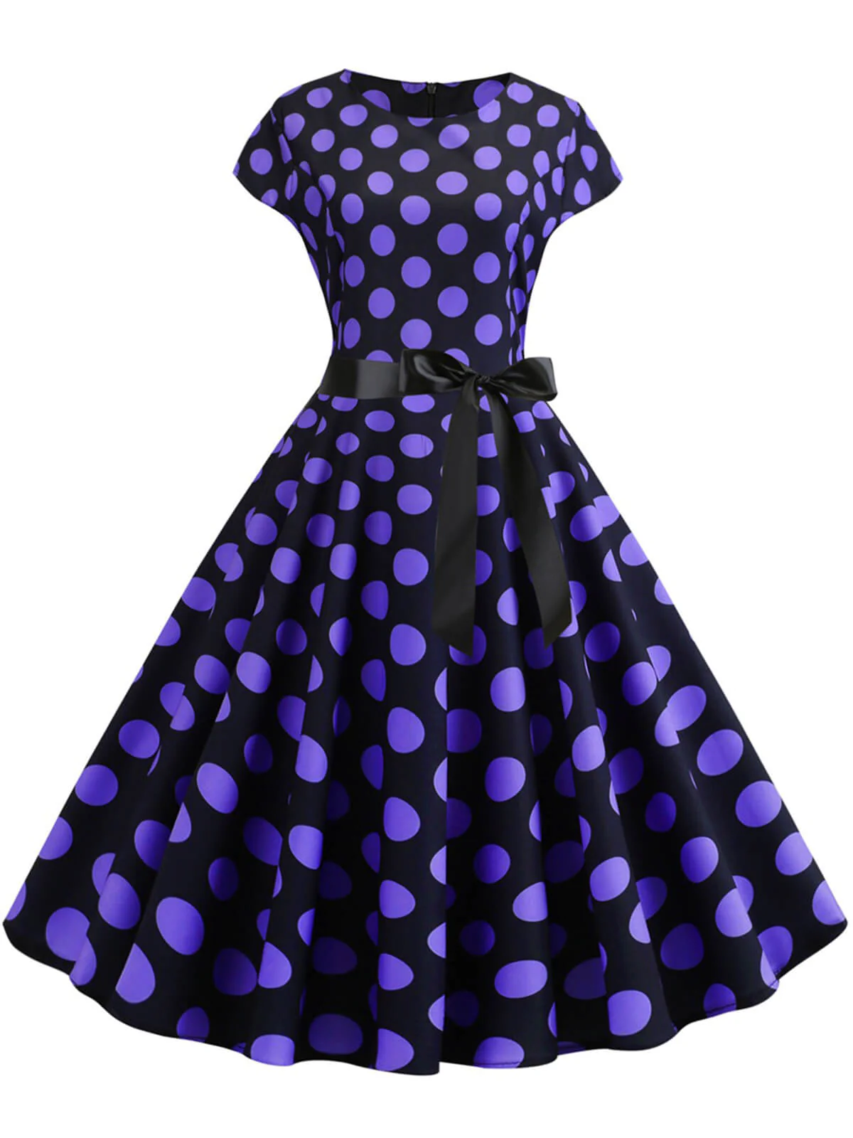 1950s Polka Dot Cap Sleeved Dress - Image 7