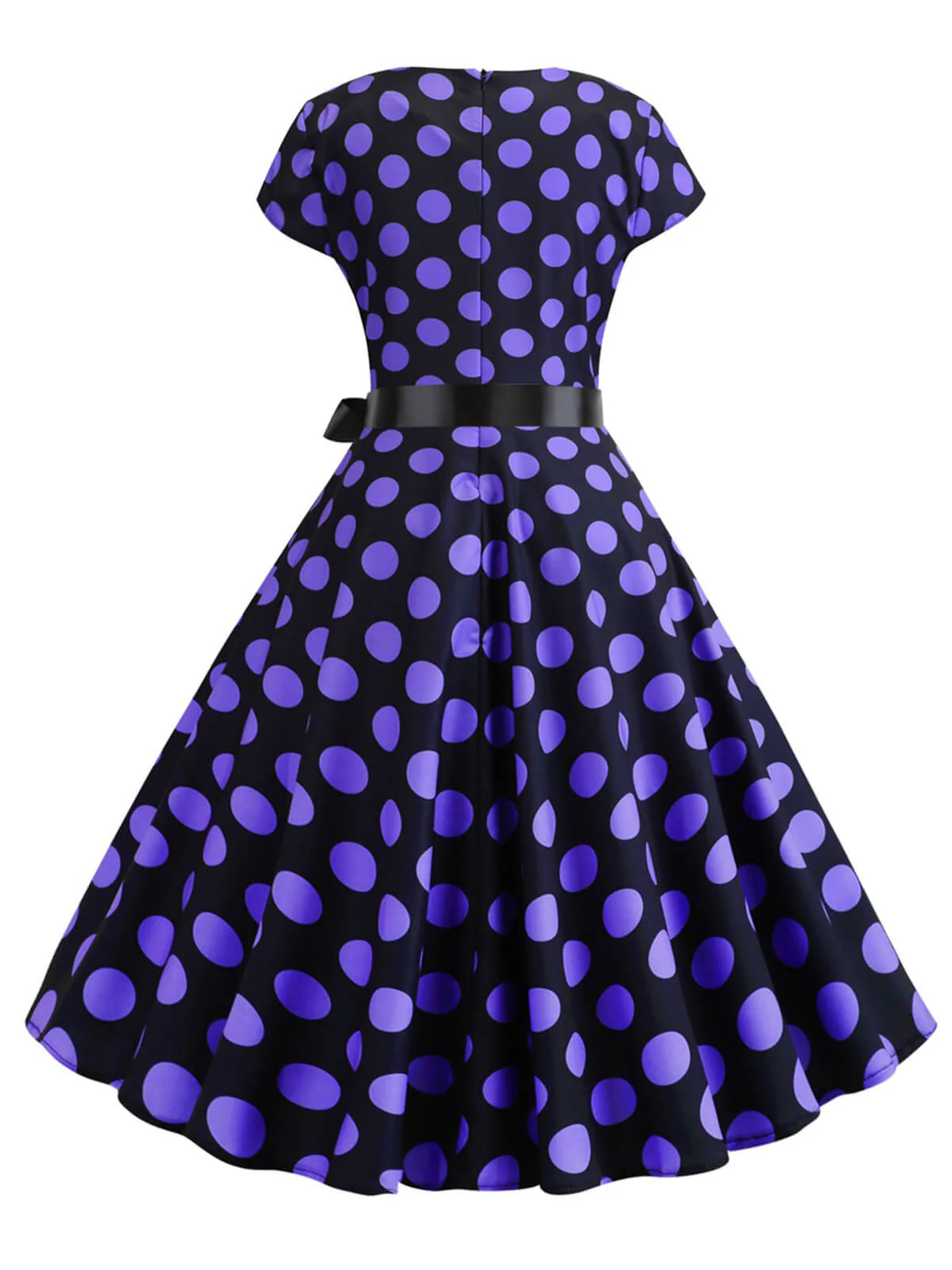 1950s Polka Dot Cap Sleeved Dress - Image 8