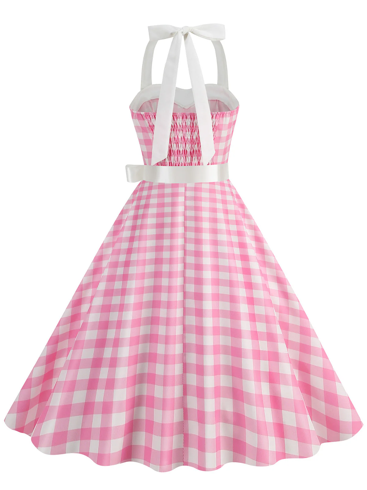 1950s Polka Dot Halter Belt Swing Dress - Image 2