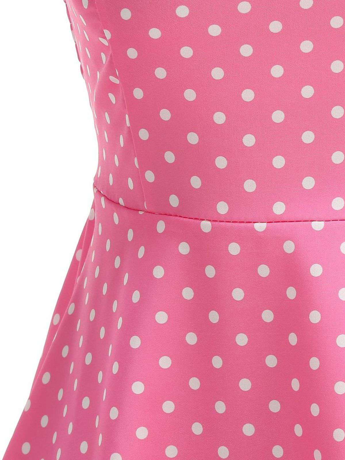 1950s Polka Dot Halter Belted Swing Dress - Image 7
