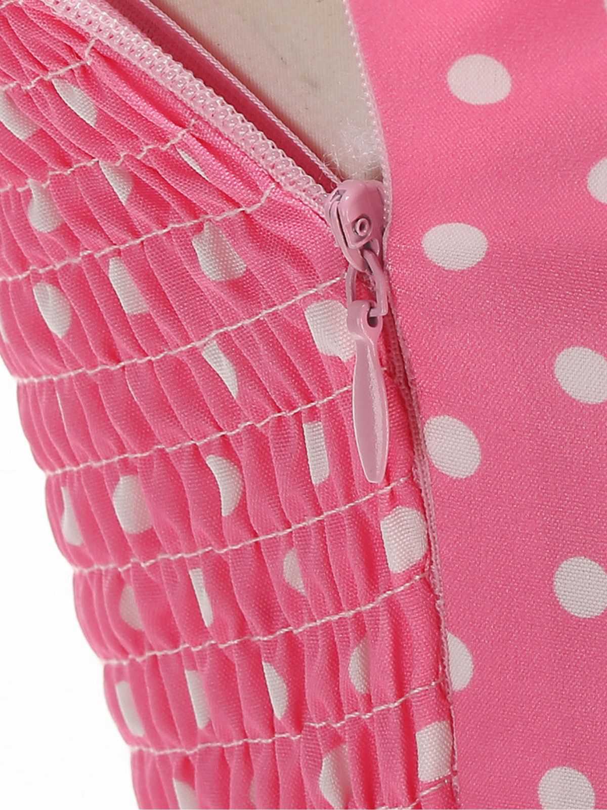 1950s Polka Dot Halter Belted Swing Dress - Image 9