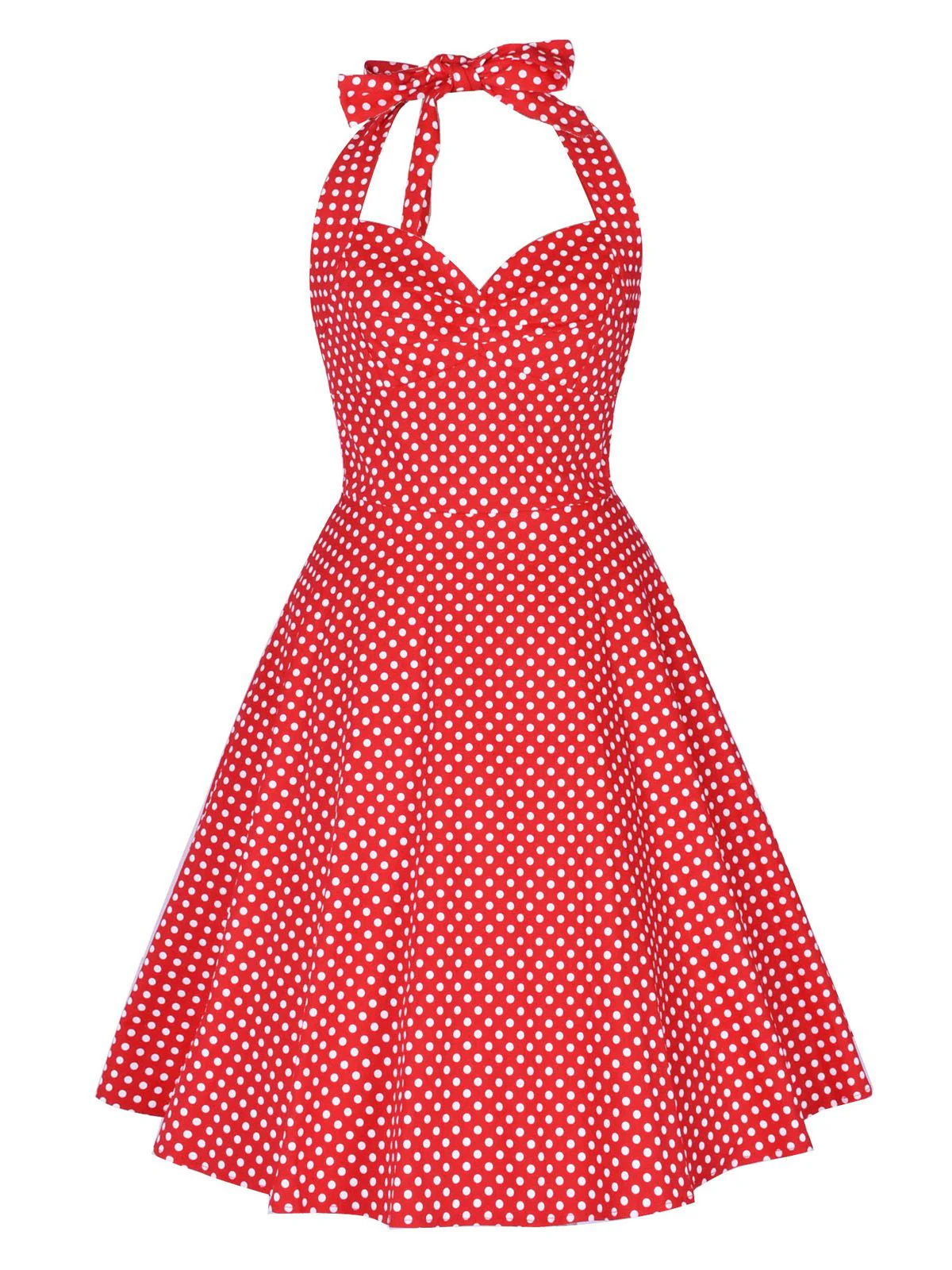 1950s Polka Dot Halter Swing Dress - Image 2