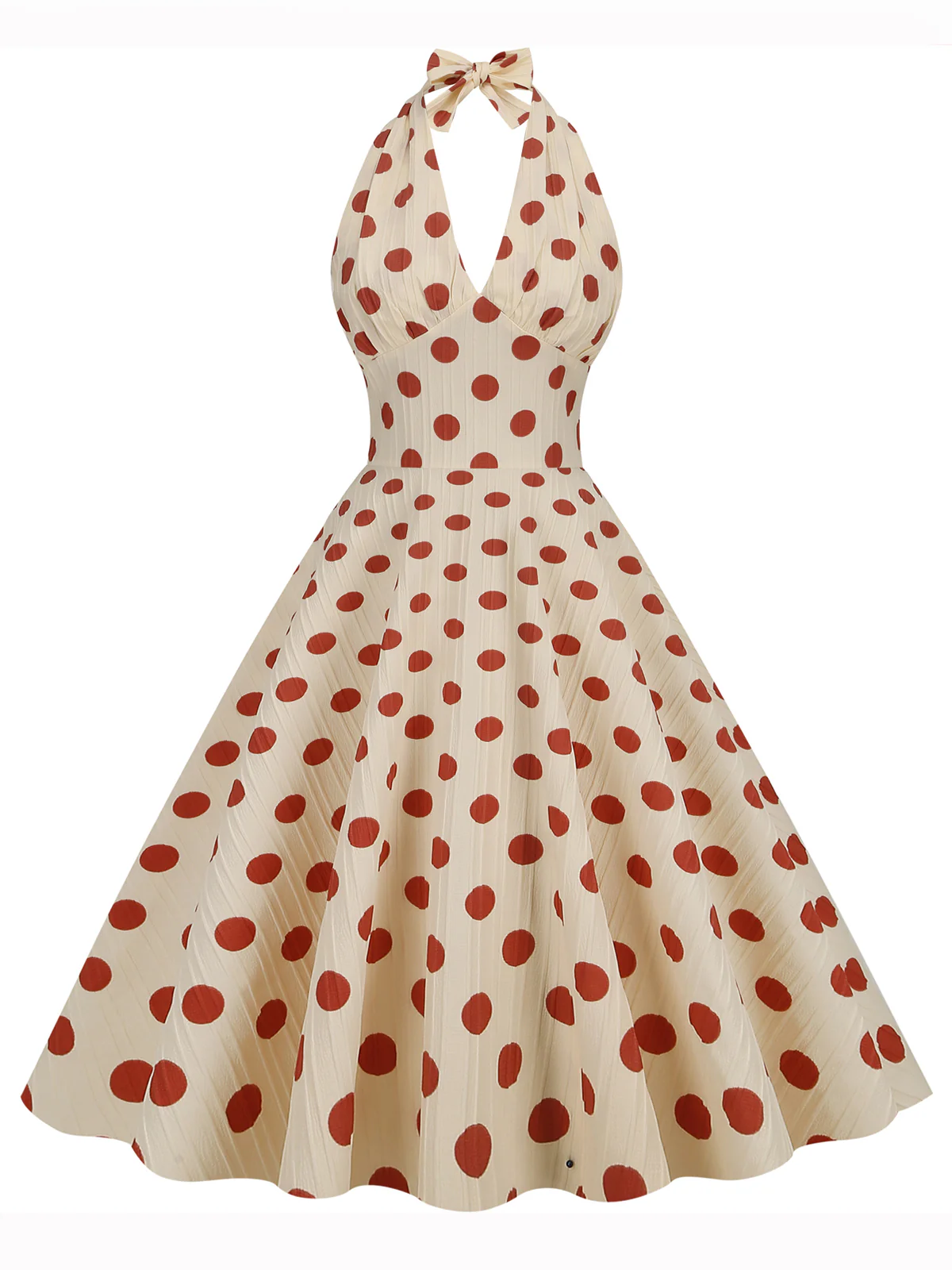 1950s Polka Dot Halter Swing Dress - Image 6