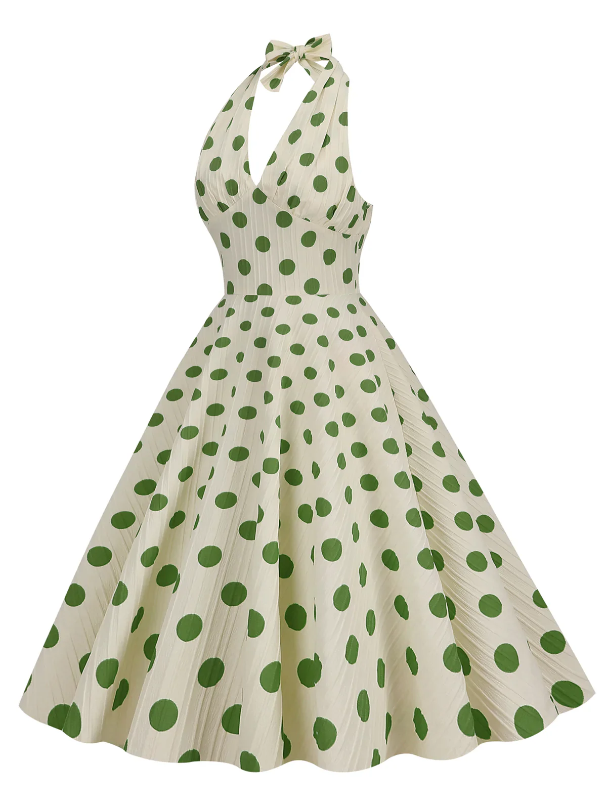 1950s Polka Dot Halter Swing Dress - Image 7