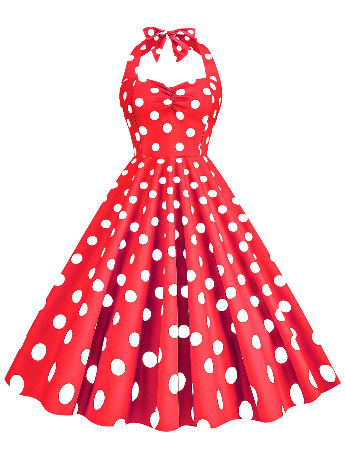1950s Polka Dot Halter Swing Dress - Image 11