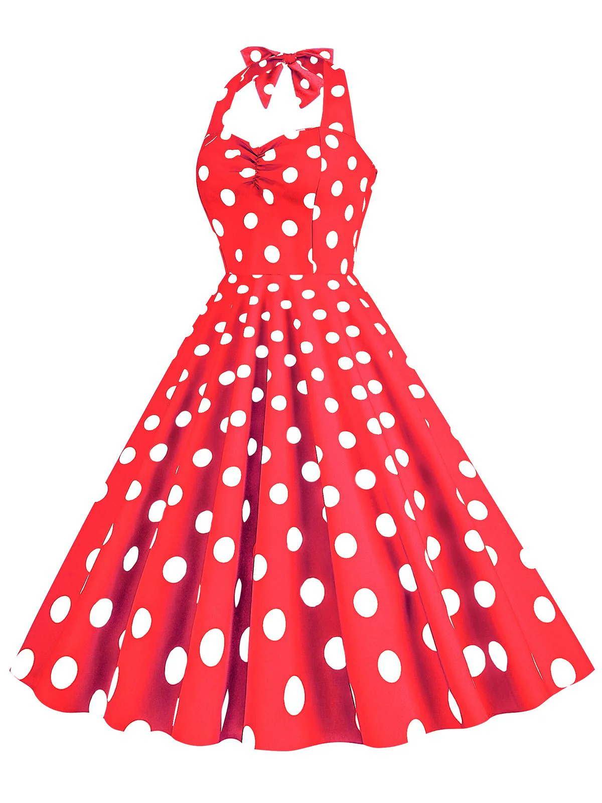 1950s Polka Dot Halter Swing Dress - Image 12