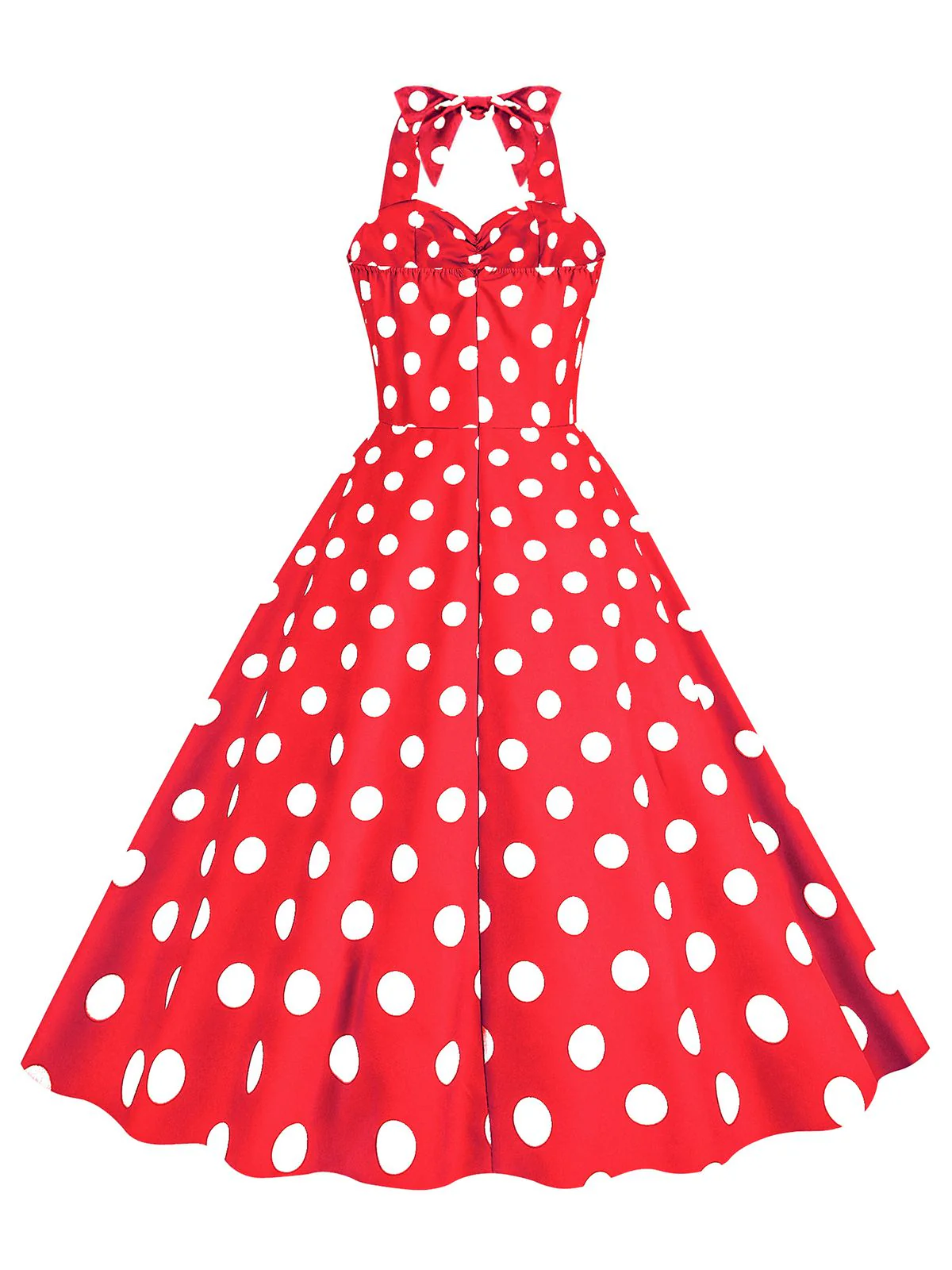1950s Polka Dot Halter Swing Dress - Image 13
