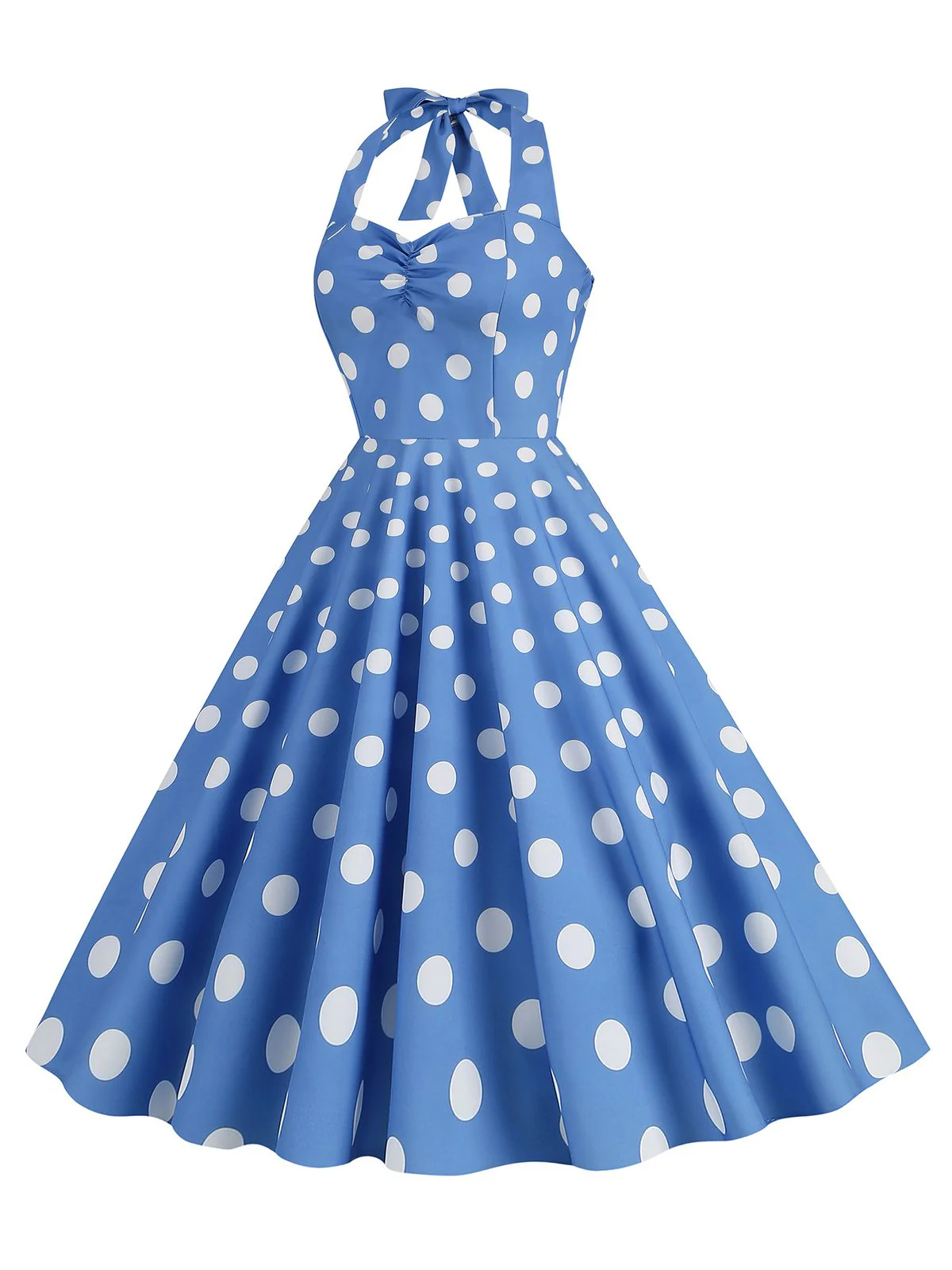 1950s Polka Dot Halter Swing Dress - Image 2