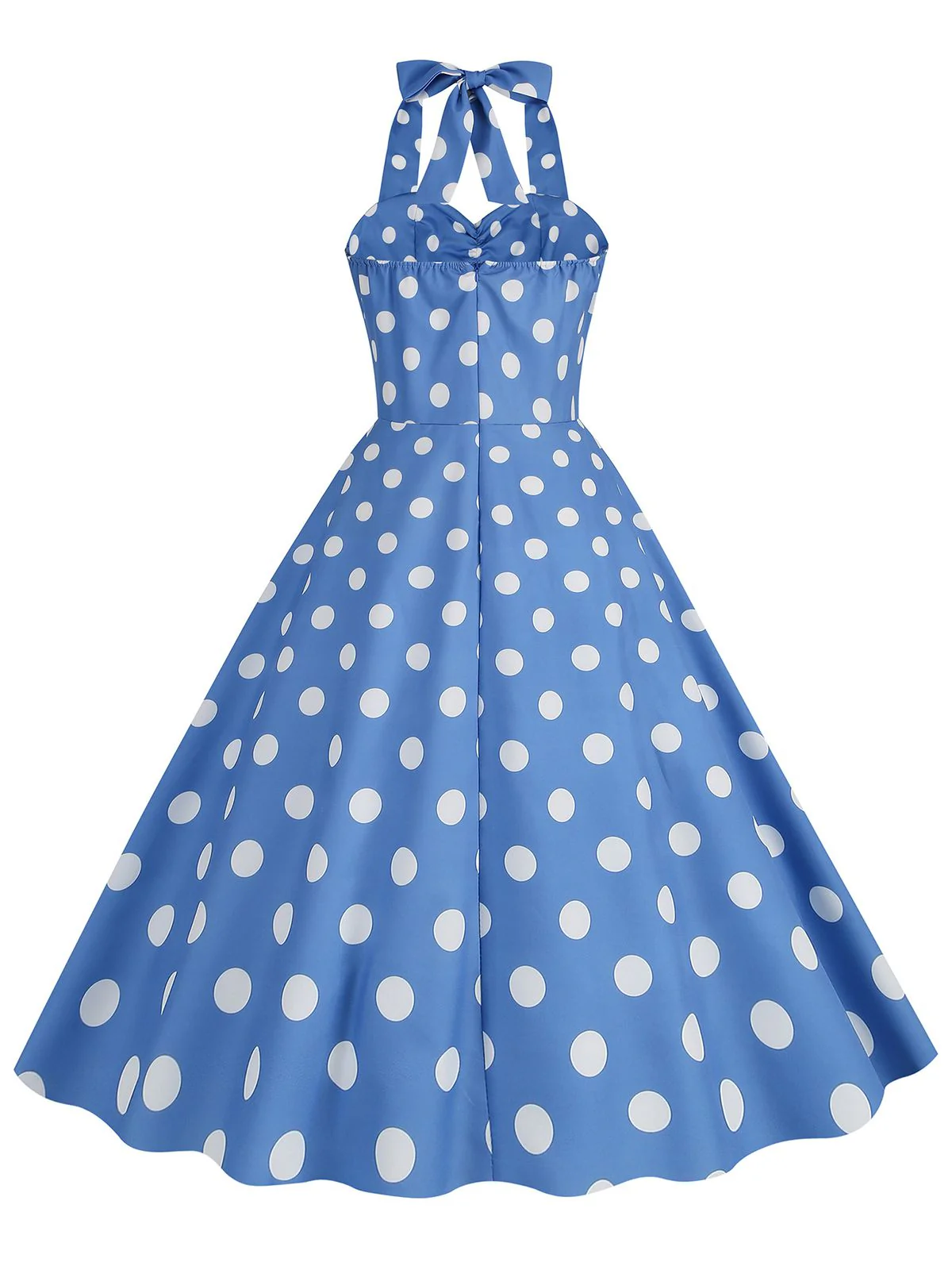 1950s Polka Dot Halter Swing Dress - Image 3